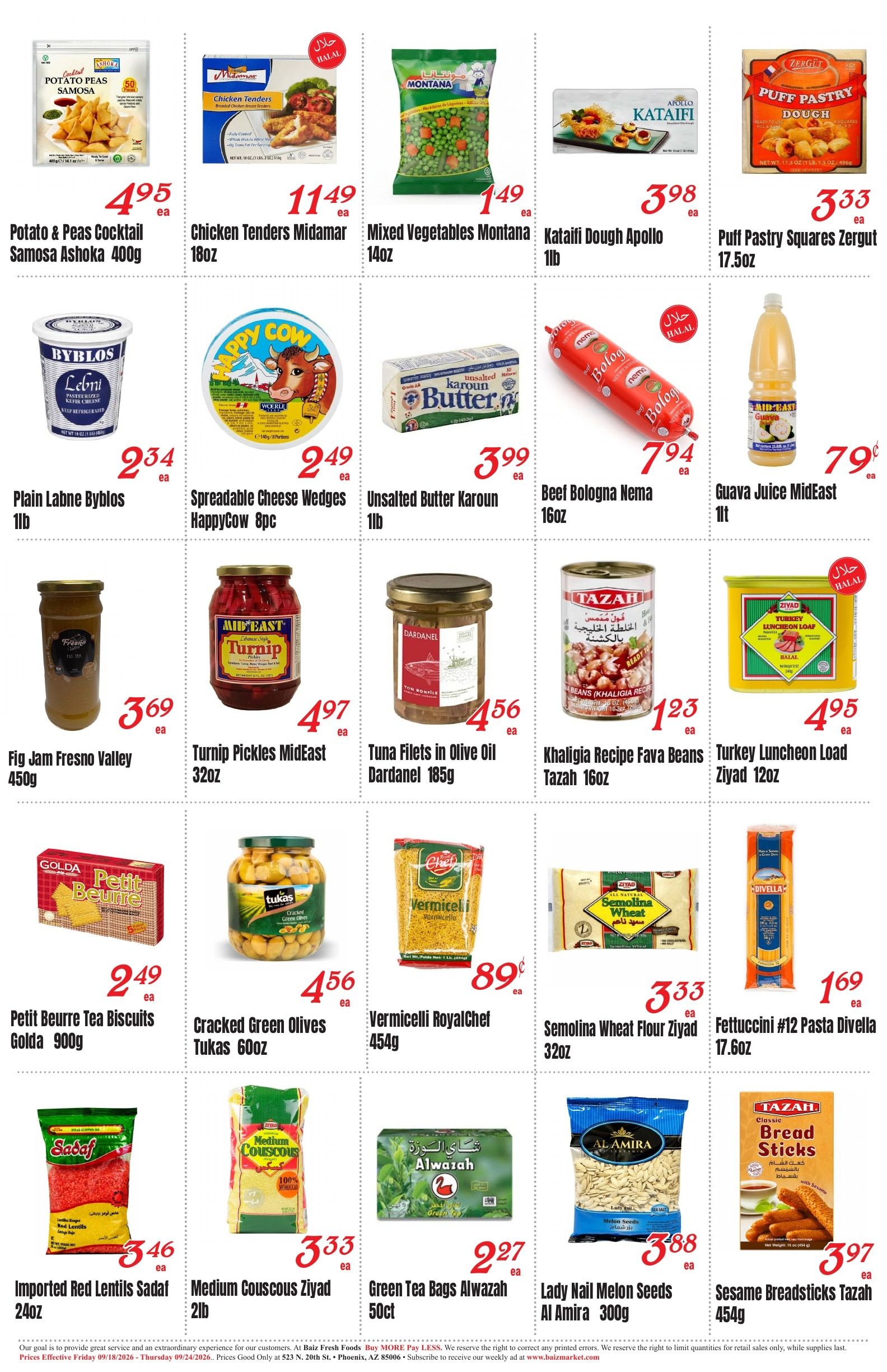 Baiz Market (523 North 20th Street, Phoenix, AZ) Weekly Ad September 18 - 24, 2026