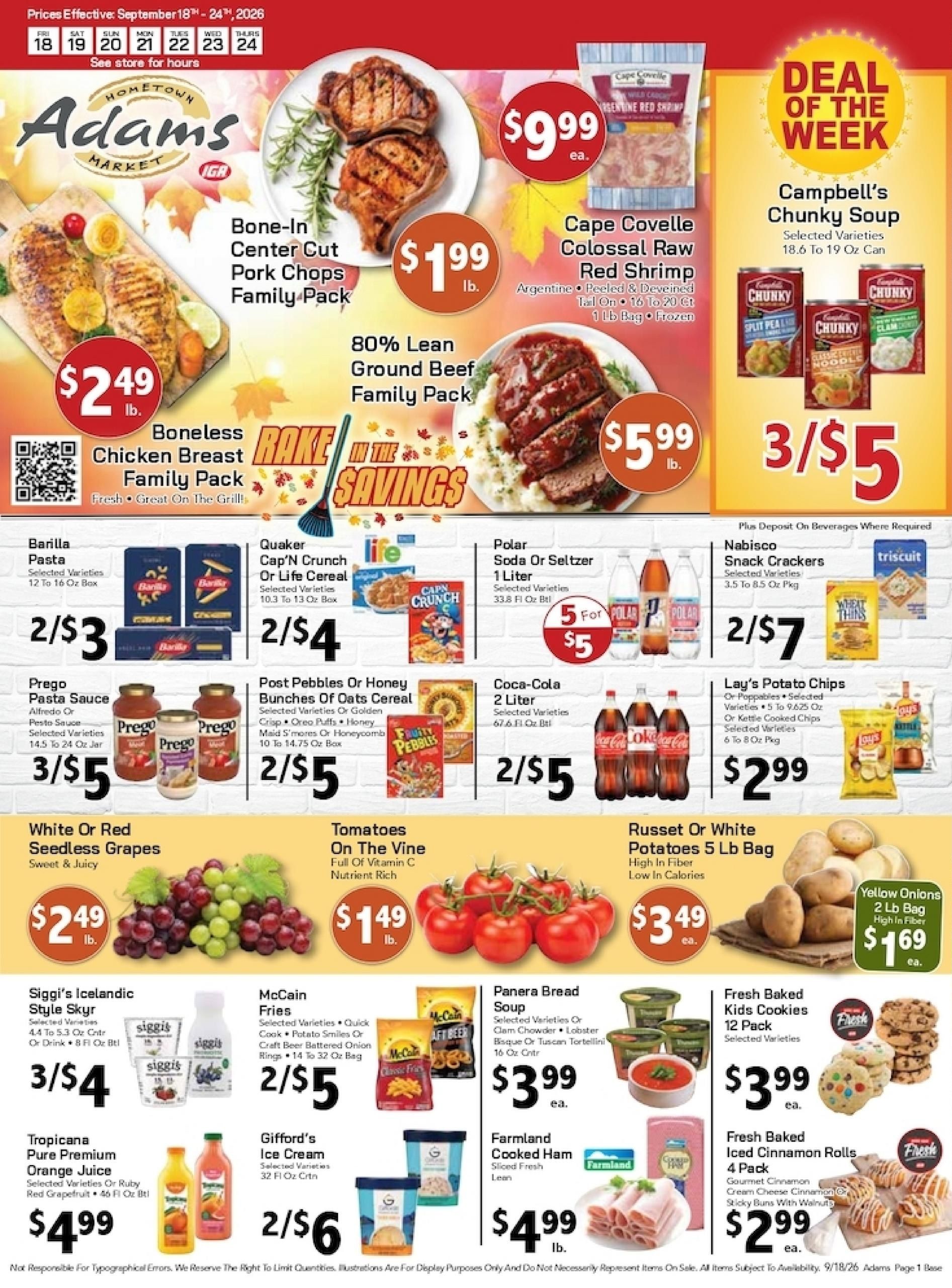 Adams Hometown Market (Waterbury Area, CT) Weekly Ad September 18 - 24, 2026