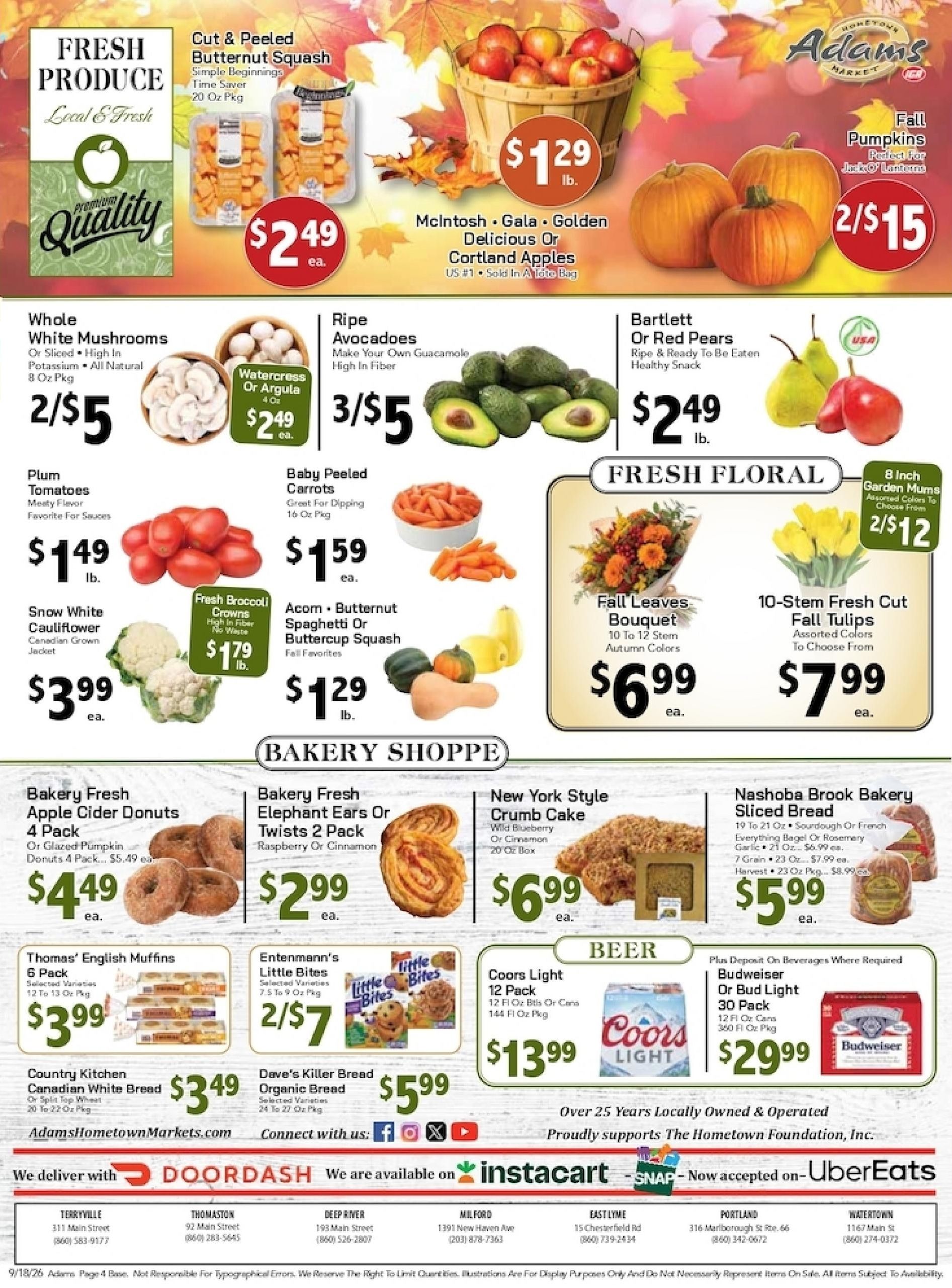 Adams Hometown Market (Waterbury Area, CT) Weekly Ad September 18 - 24, 2026