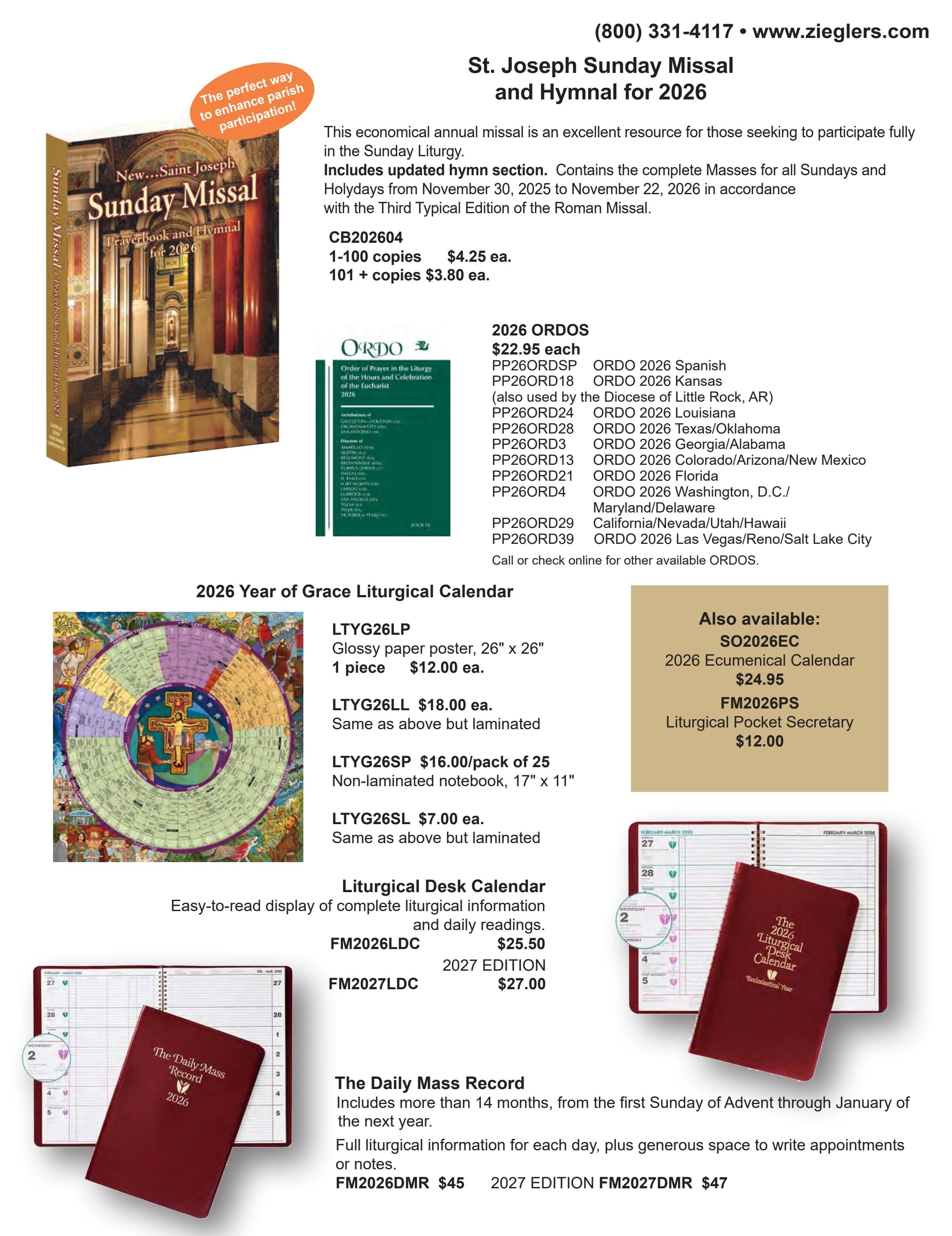 F.C. Ziegler Co. Church Goods Catalog Weekly Ad January 1, 2026 - December 31, 2027