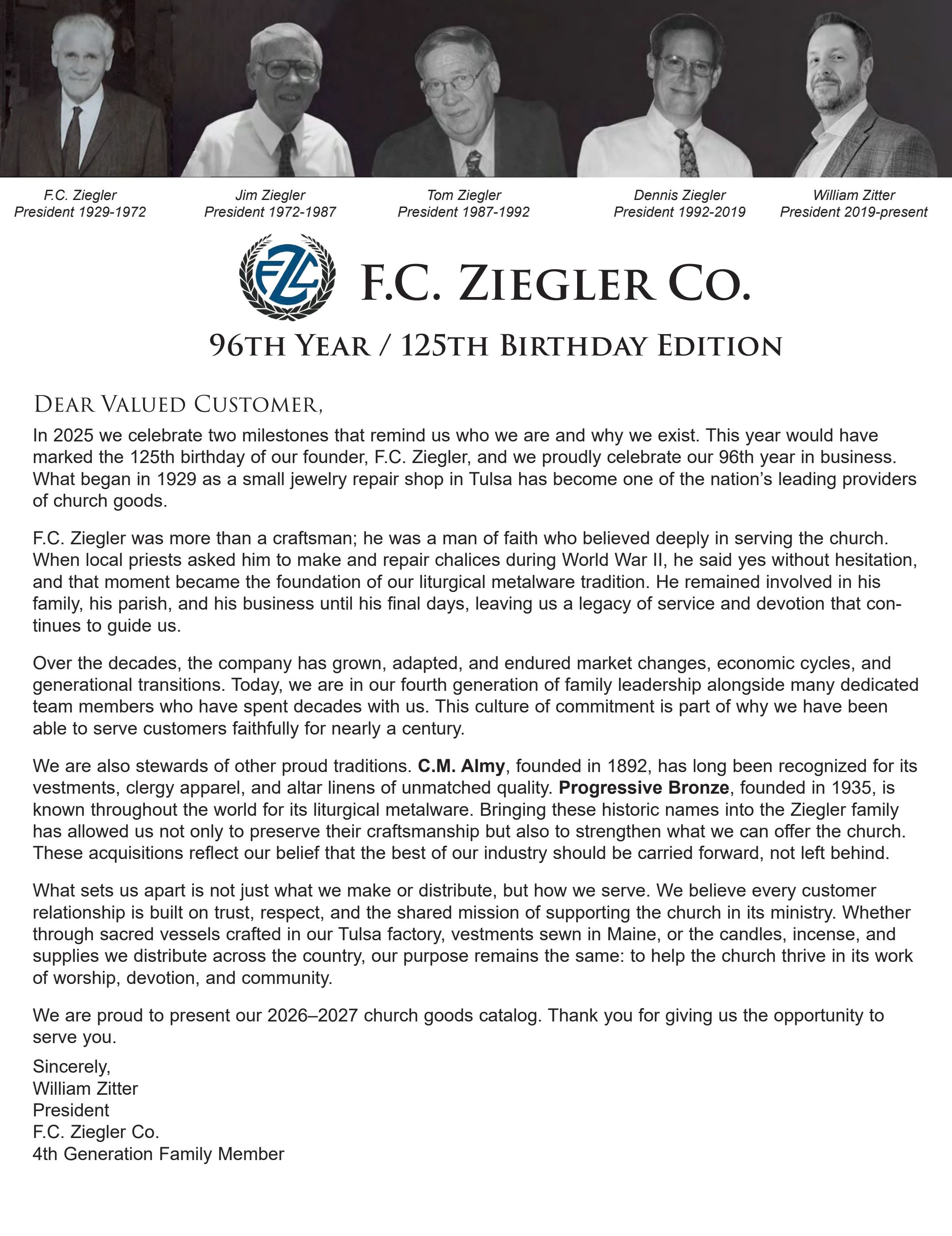 F.C. Ziegler Co. Church Goods Catalog Weekly Ad January 1, 2026 - December 31, 2027