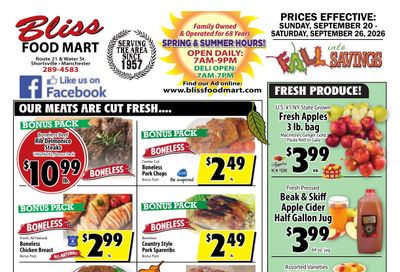 Bliss Shur Fine Food Mart Weekly Ad September 20 - 26, 2026