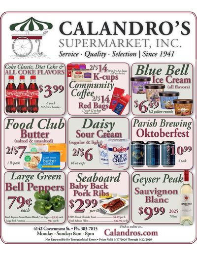 Calandro's Supermarket Weekly Ad September 17 - 22, 2026