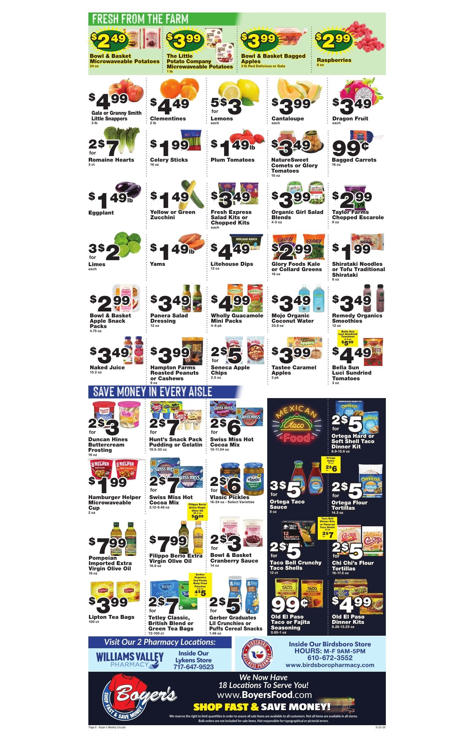 Boyer's Food Markets Weekly Ad September 20 - 26, 2026