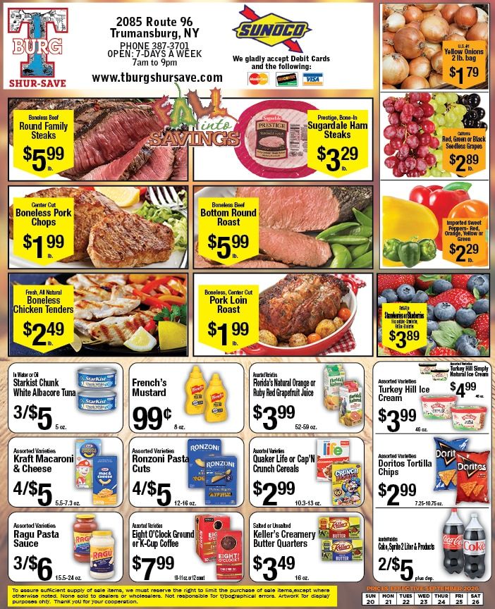 T-Burg Shur Save Weekly Ad September 20 - 26, 2026