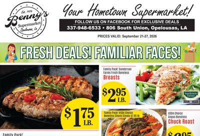 Benny's Supermarket Weekly Ad September 21 - 27, 2026