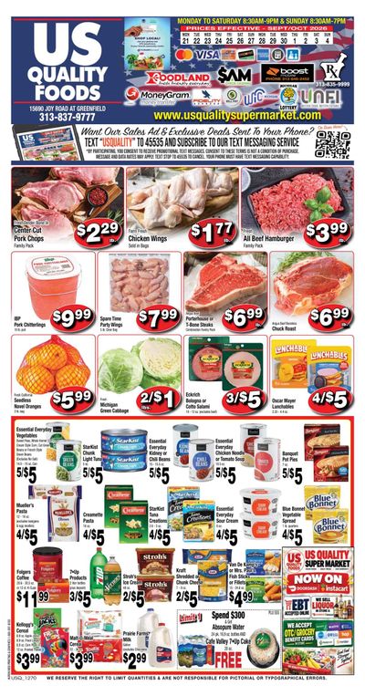 US Quality Foods Weekly Ad September 20 - October 4, 2026