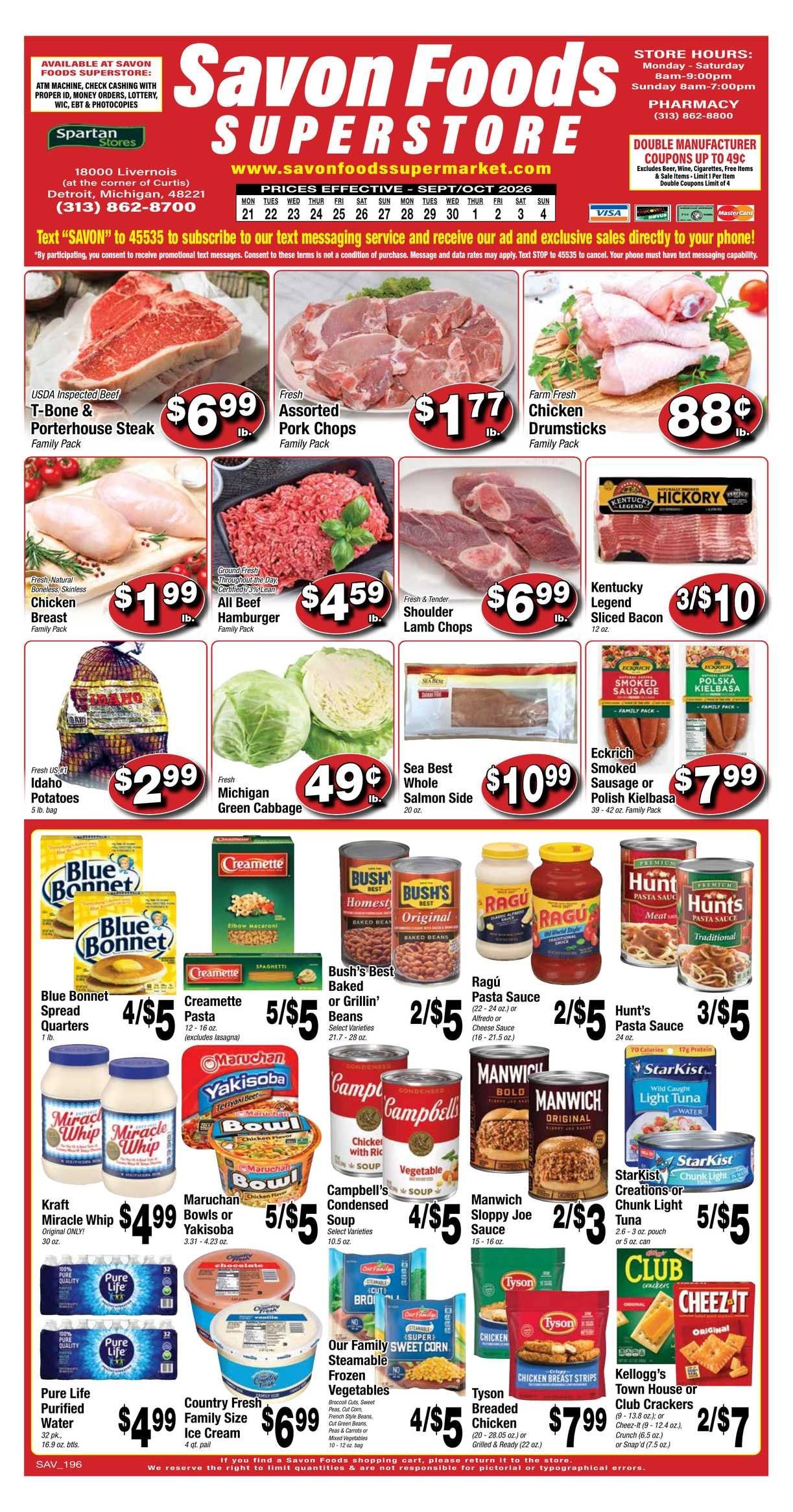 Savon Foods (18000 Livernois Avenue, Detroit, MI) Weekly Ad September 20 - October 4, 2026