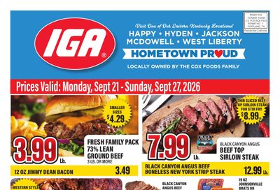 Cox Foods IGA Weekly Ad September 21 - 27, 2026