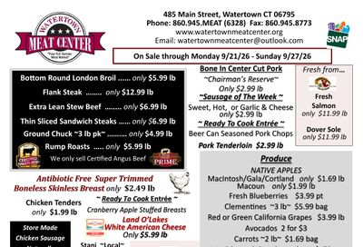 Watertown Meat Center Weekly Ad September 21 - 27, 2026
