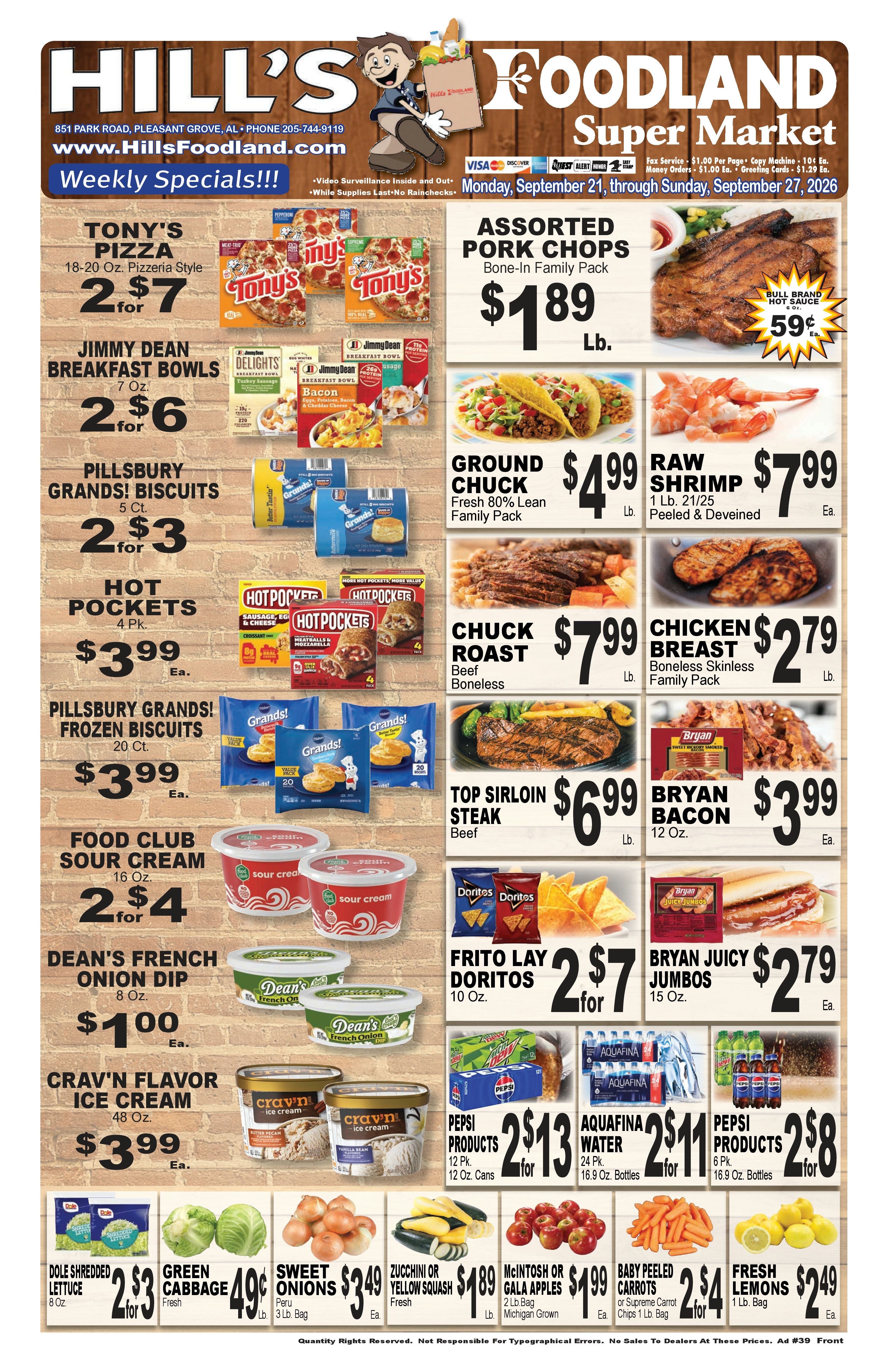 Hill's Foodland (851 Park Road, Pleasant Grove, AL) Weekly Ad September 21 - 27, 2026