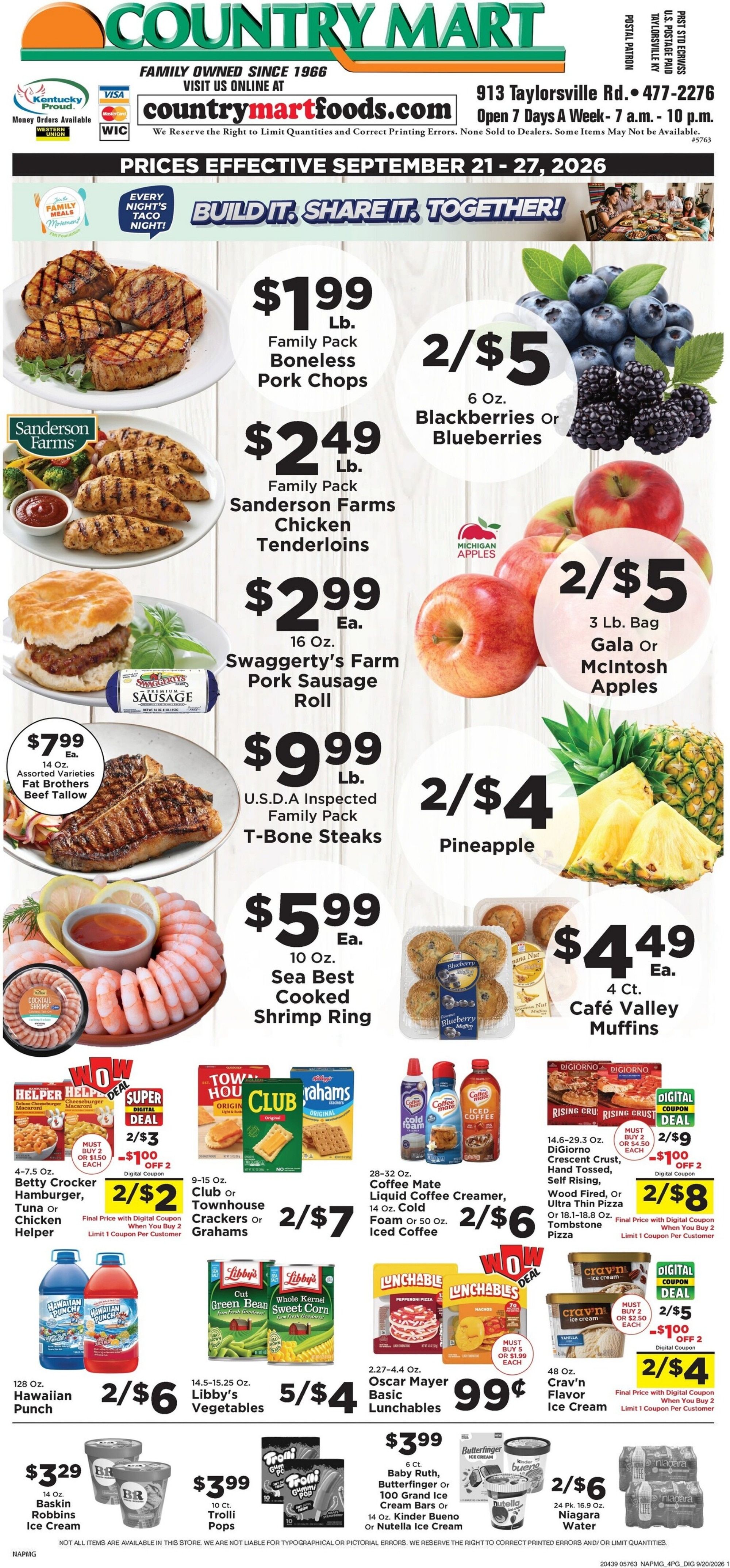 Taylorsville Country Mart Weekly Ad September 21 - 27, 2026