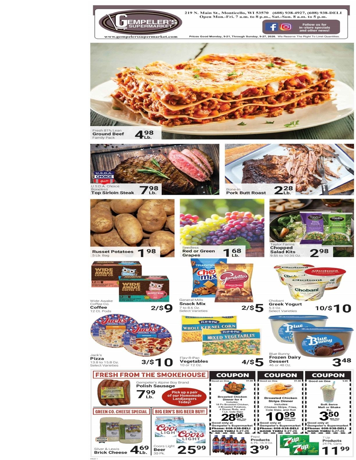 Gempeler's Supermarket Weekly Ad September 21 - 27, 2026
