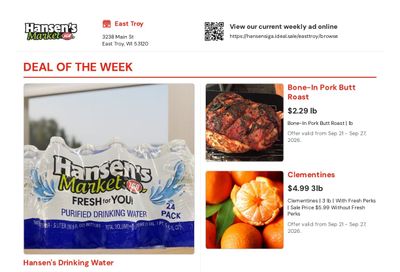 Hansen's IGA (East Troy, WI) Weekly Ad September 21 - 27, 2026