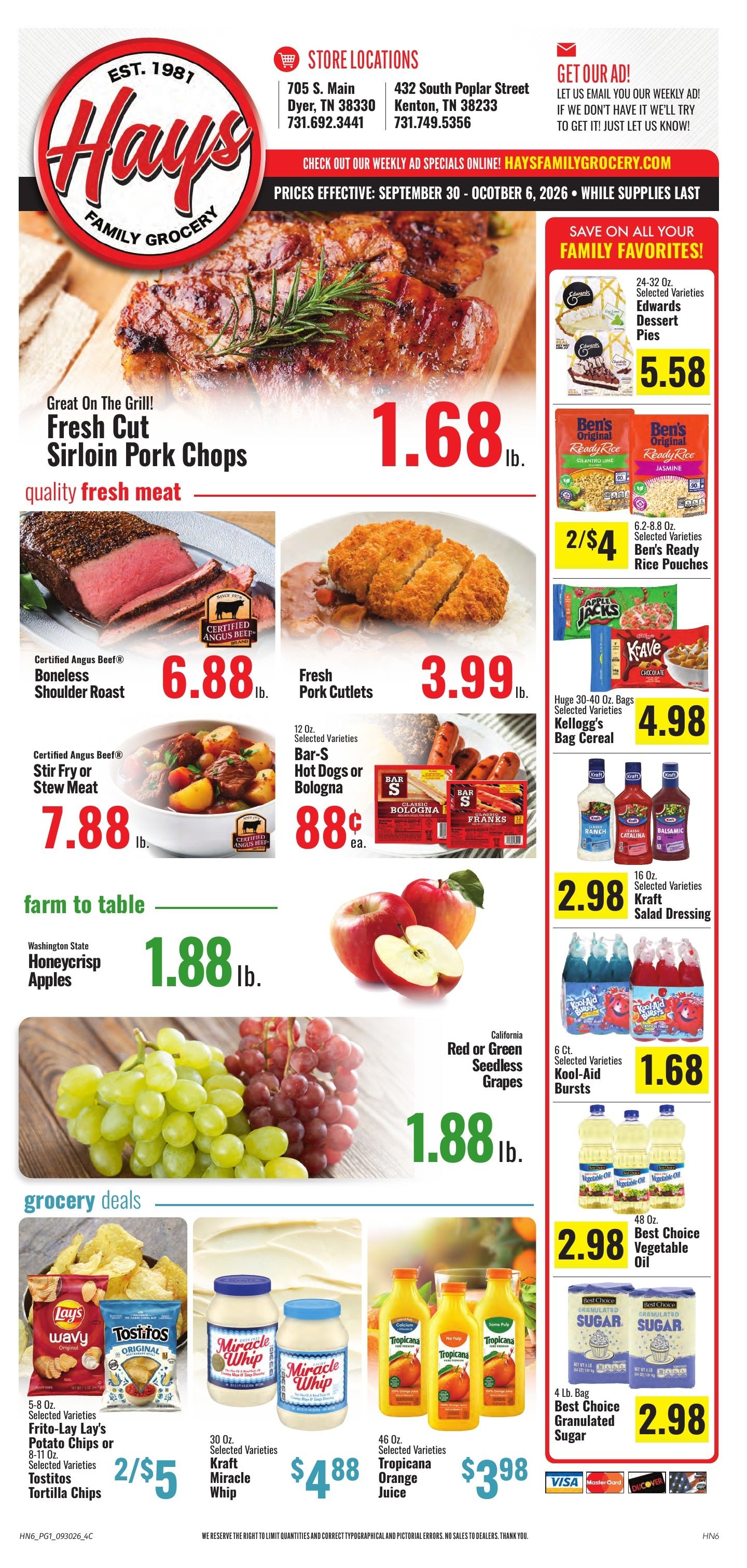 Hays Family Grocery Weekly Ad September 30 - October 6, 2026