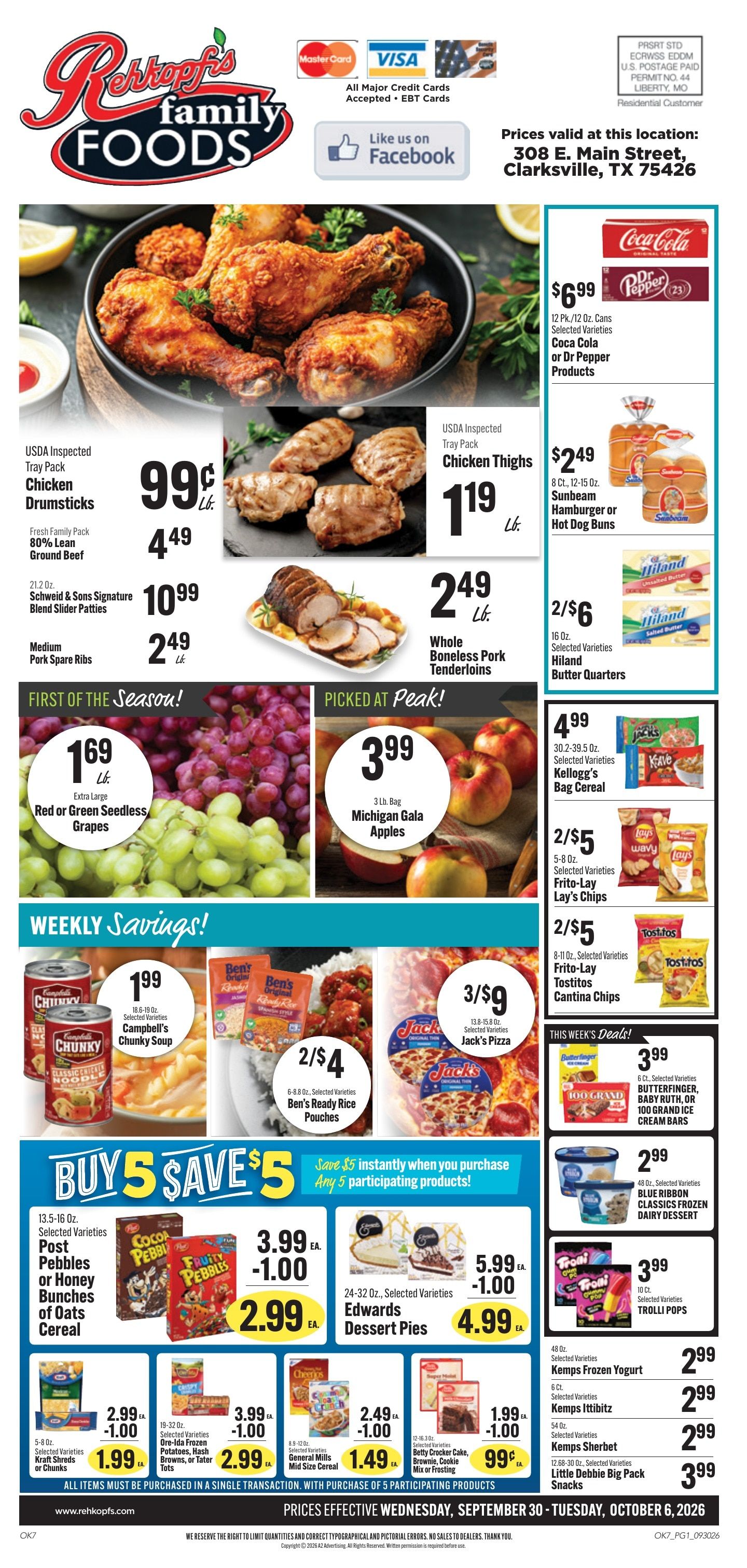 Rehkopf's Family Foods Weekly Ad September 30 - October 6, 2026