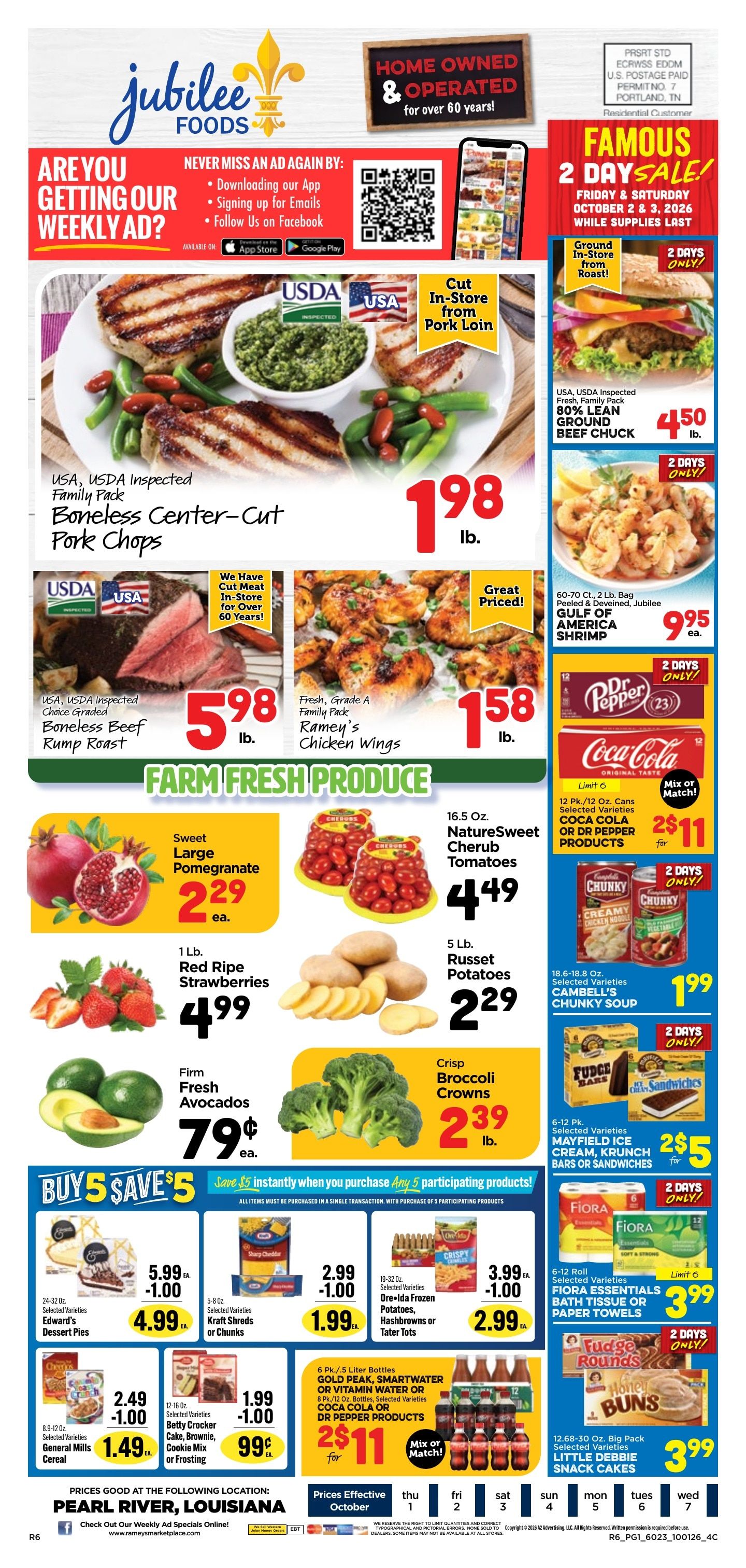 Jubilee Foods Pearl River Weekly Ad October 1 - 7, 2026