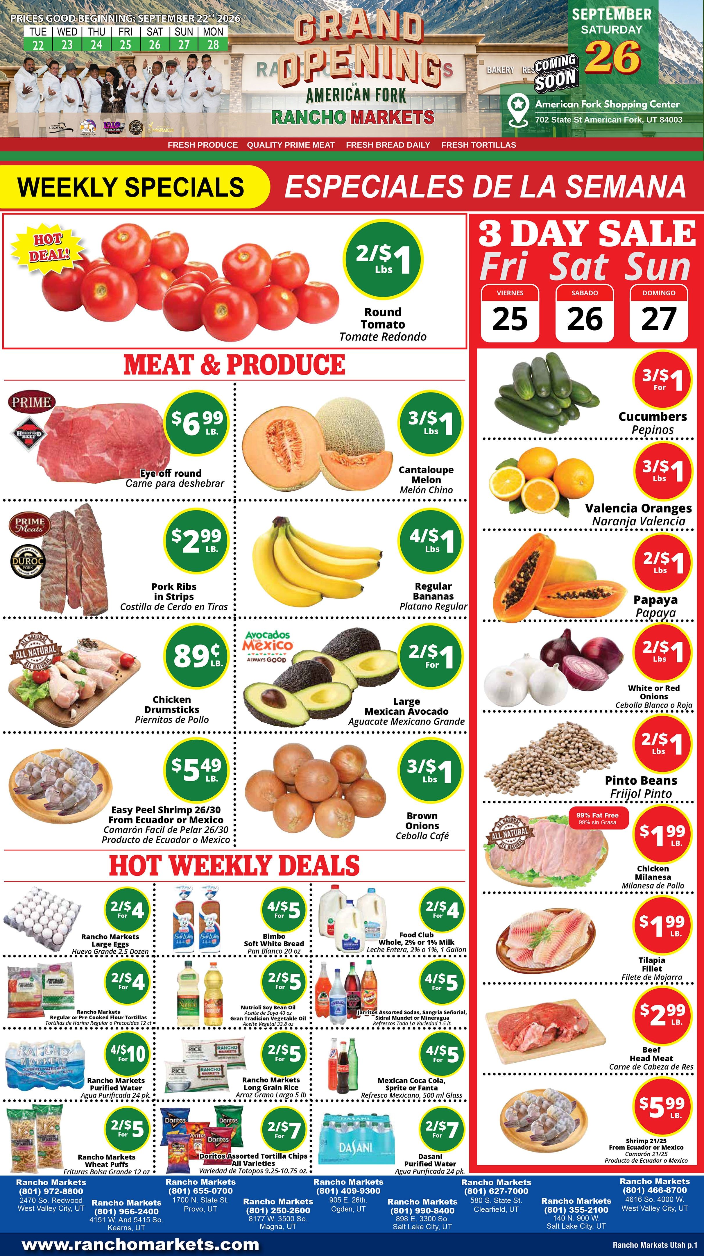 Rancho Markets Weekly Ad September 22 - 28, 2026
