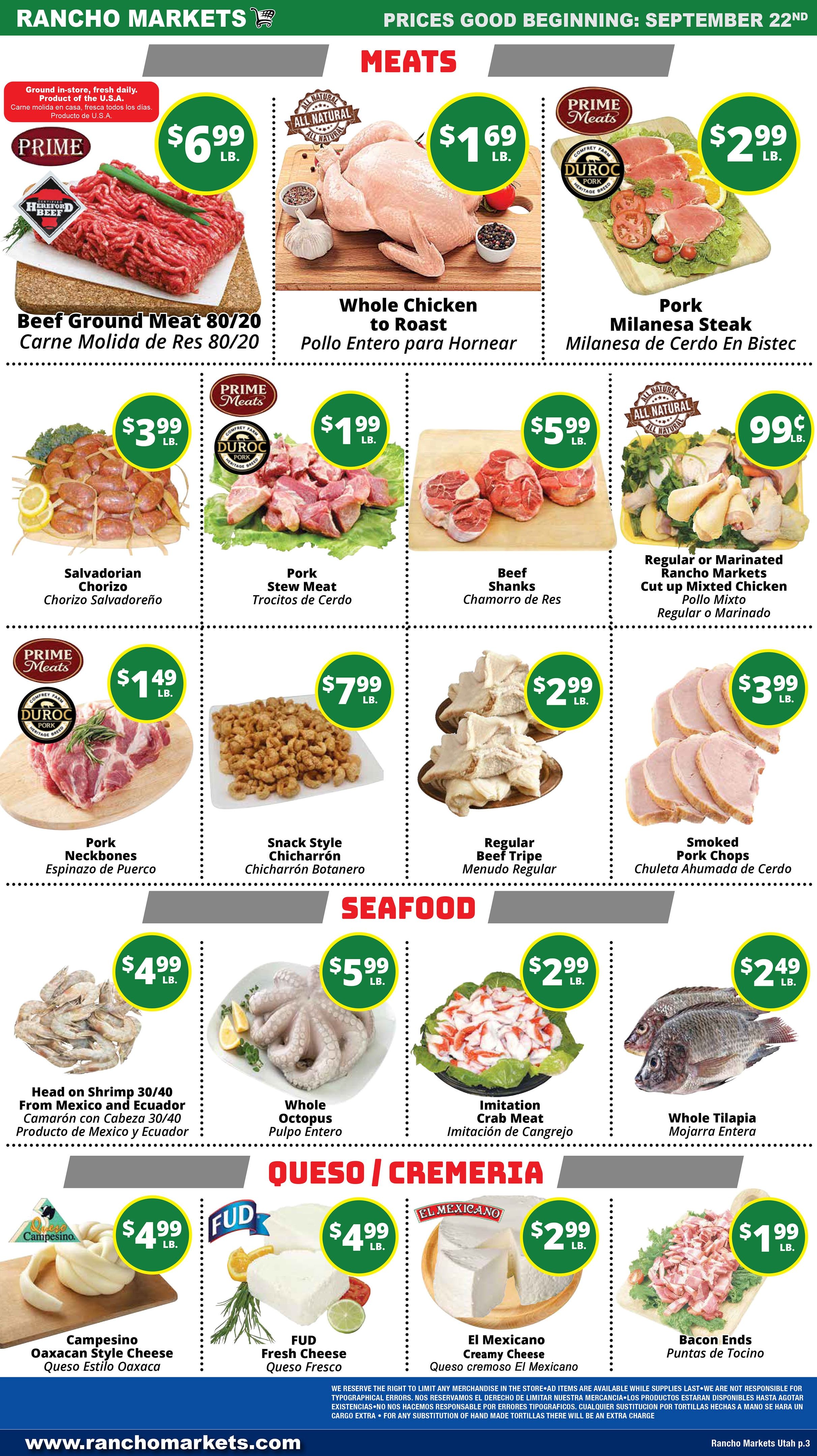 Rancho Markets Weekly Ad September 22 - 28, 2026