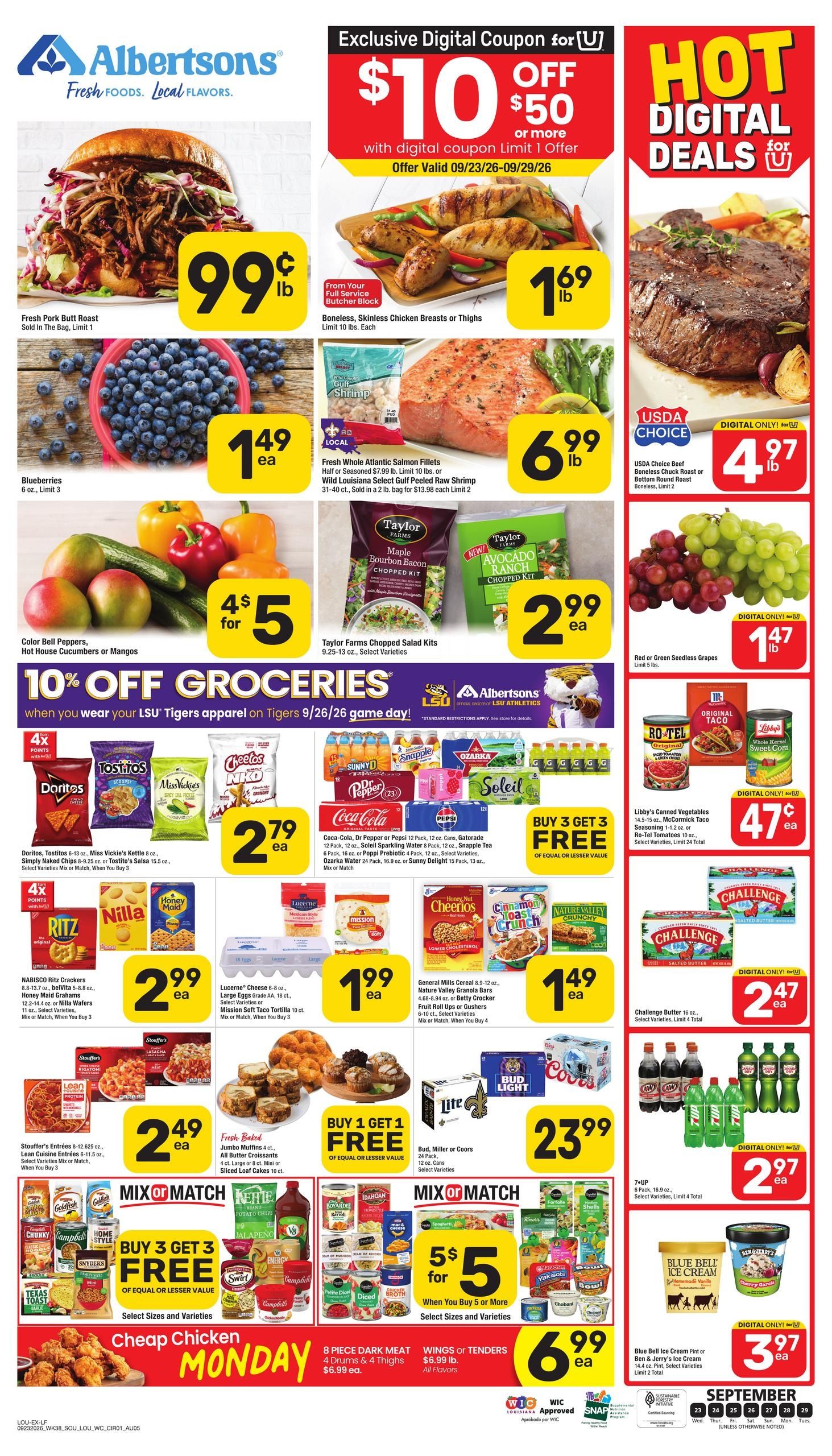 Albertsons (Addis Area, LA) Weekly Ad September 23 - 29, 2026