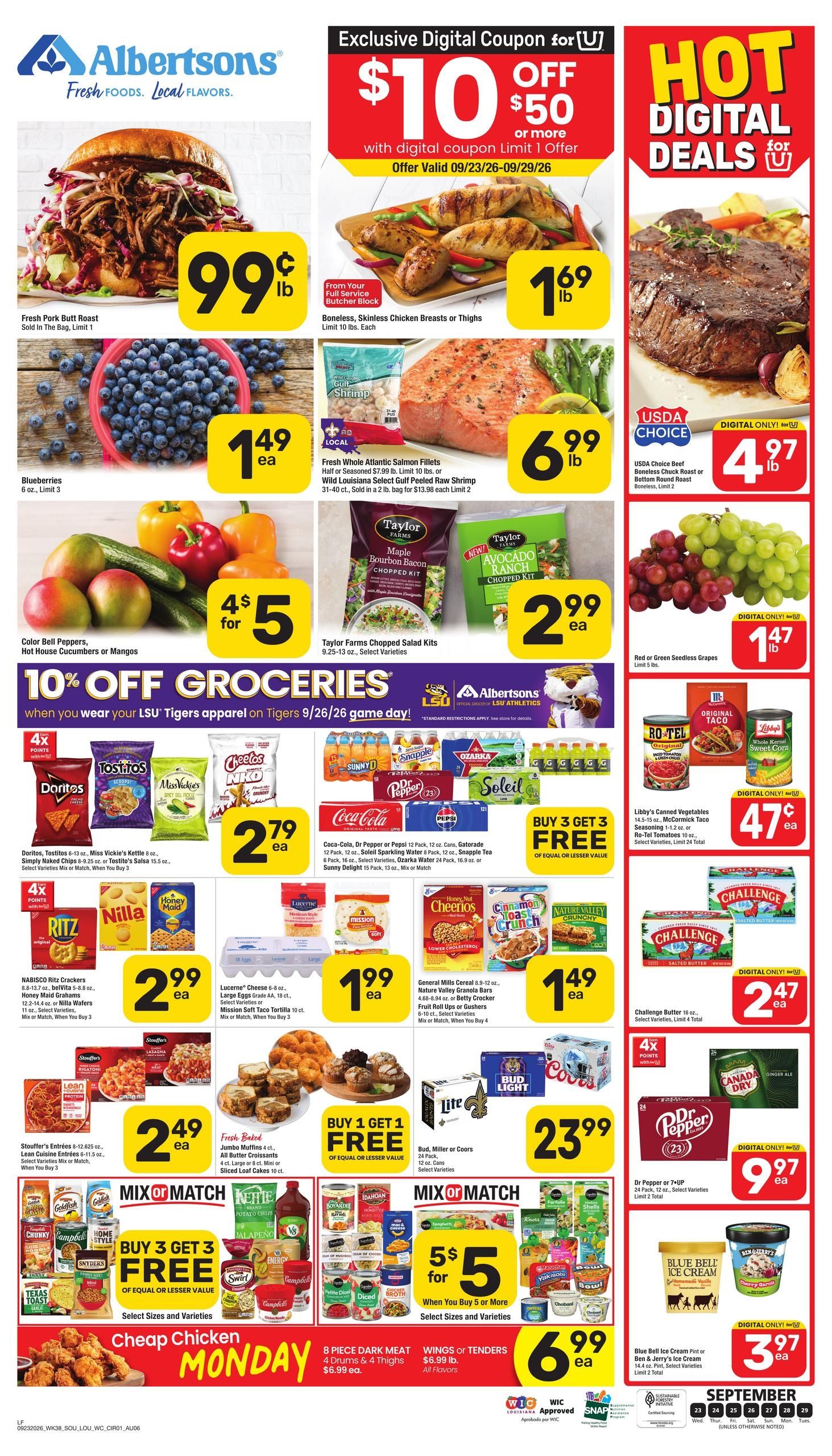 Albertsons (Lafayette Area, LA) Weekly Ad September 23 - 29, 2026