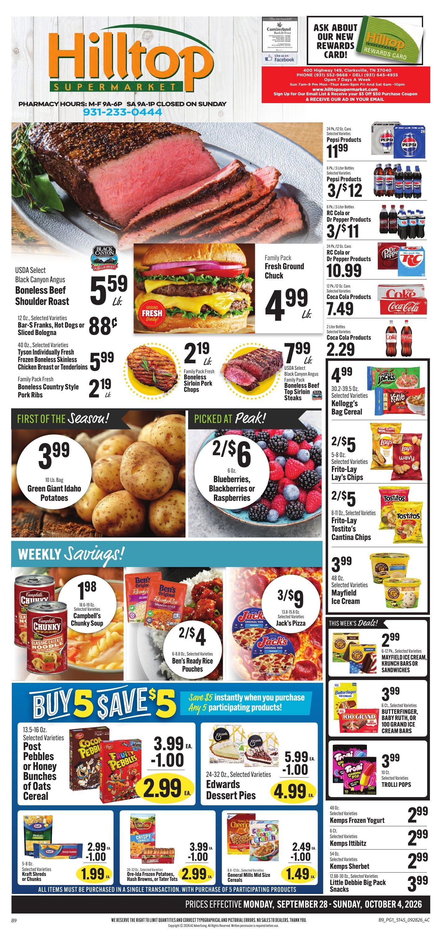Hilltop Supermarket Weekly Ad September 28 - October 4, 2026