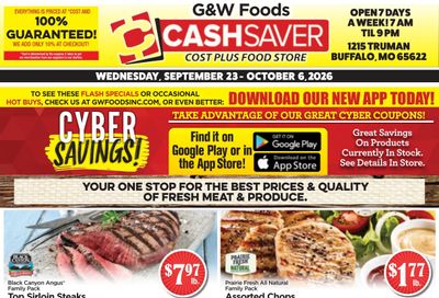 G&W Foods Cash Saver (Buffalo, MO) Weekly Ad September 23 - October 6, 2026