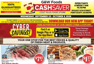 G&W Foods Cash Saver (Fort Scott, KS) Weekly Ad September 23 - October 6, 2026