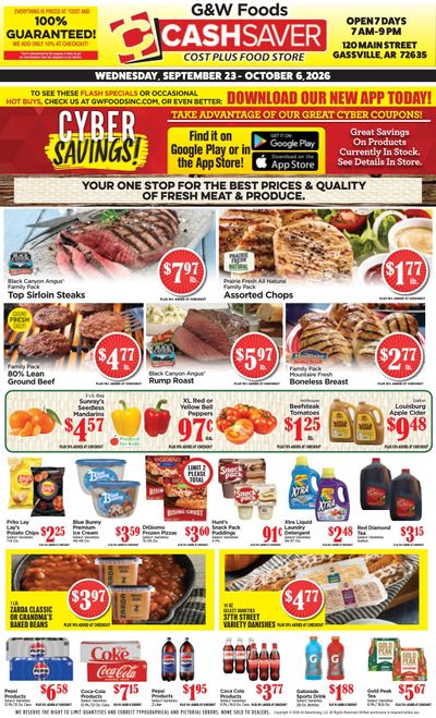 G&W Foods Cash Saver (Gassville, AR) Weekly Ad September 23 - October 6, 2026