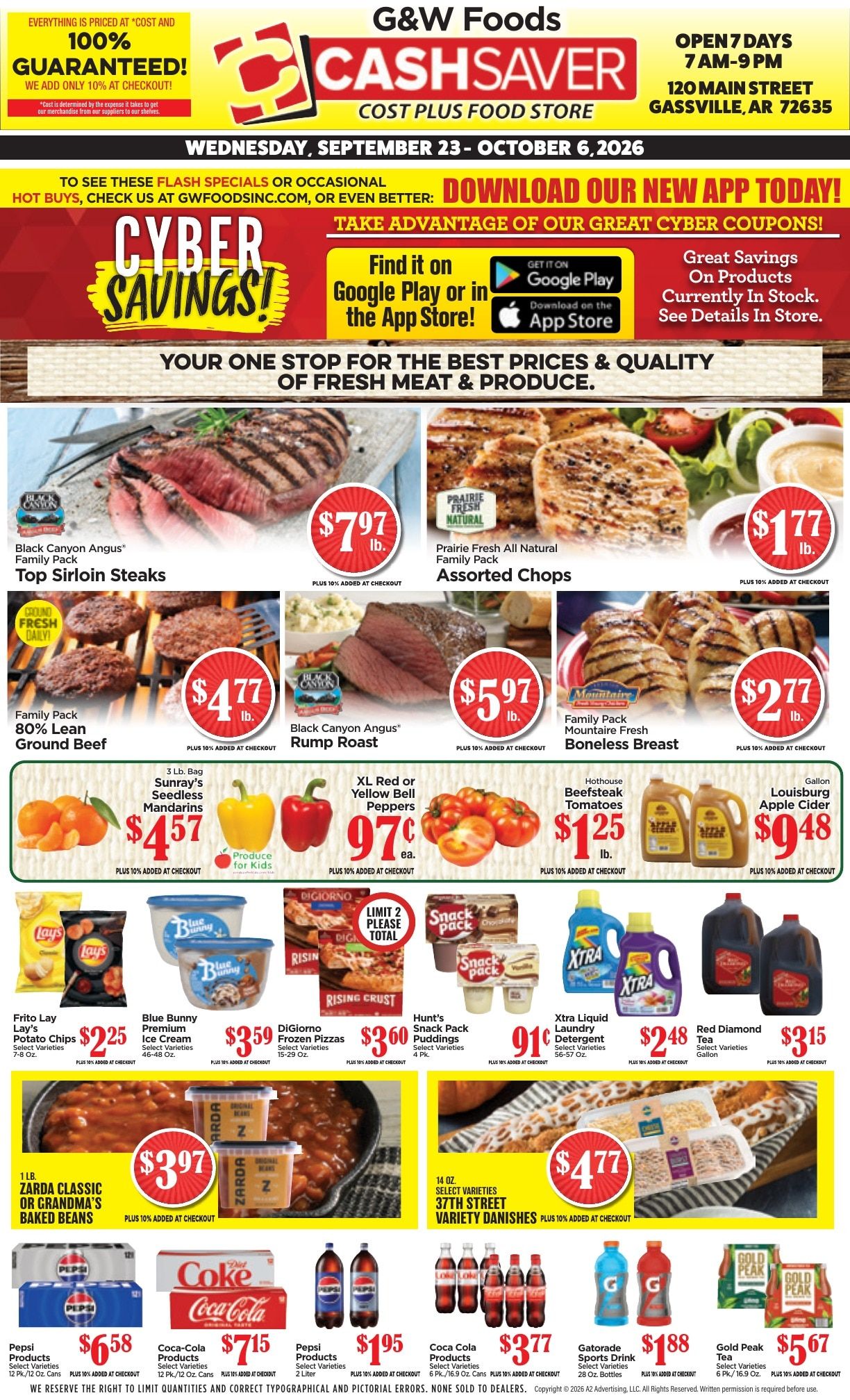 G&W Foods Cash Saver (Gassville, AR) Weekly Ad September 23 - October 6, 2026