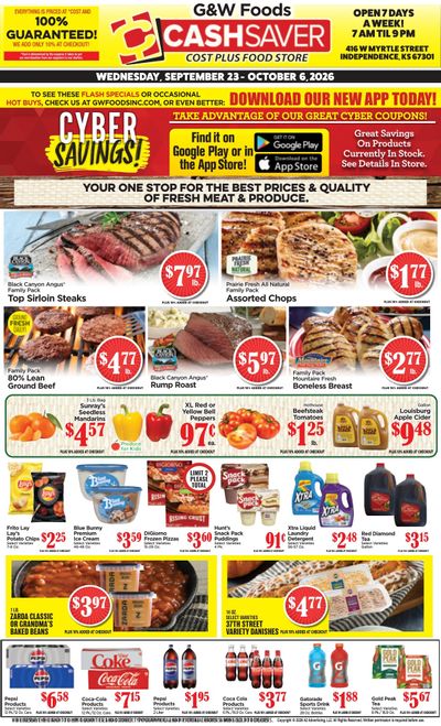 G&W Foods Cash Saver (Independence, KS) Weekly Ad September 23 - October 6, 2026
