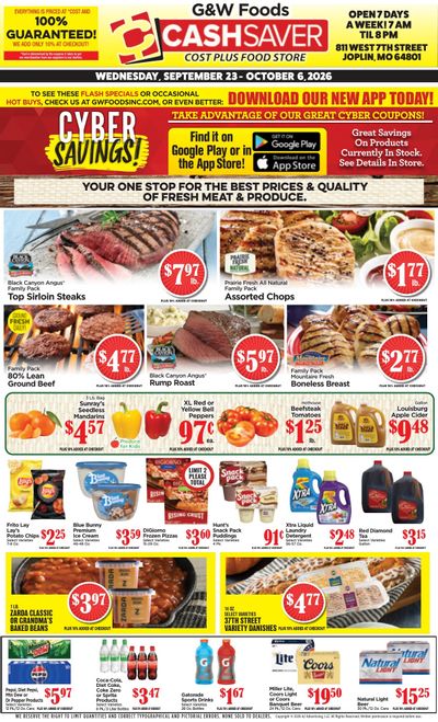G&W Foods Cash Saver (Joplin, MO) Weekly Ad September 23 - October 6, 2026