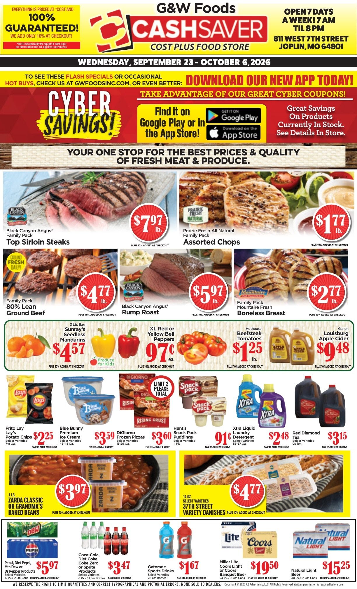 G&W Foods Cash Saver (Joplin, MO) Weekly Ad September 23 - October 6, 2026