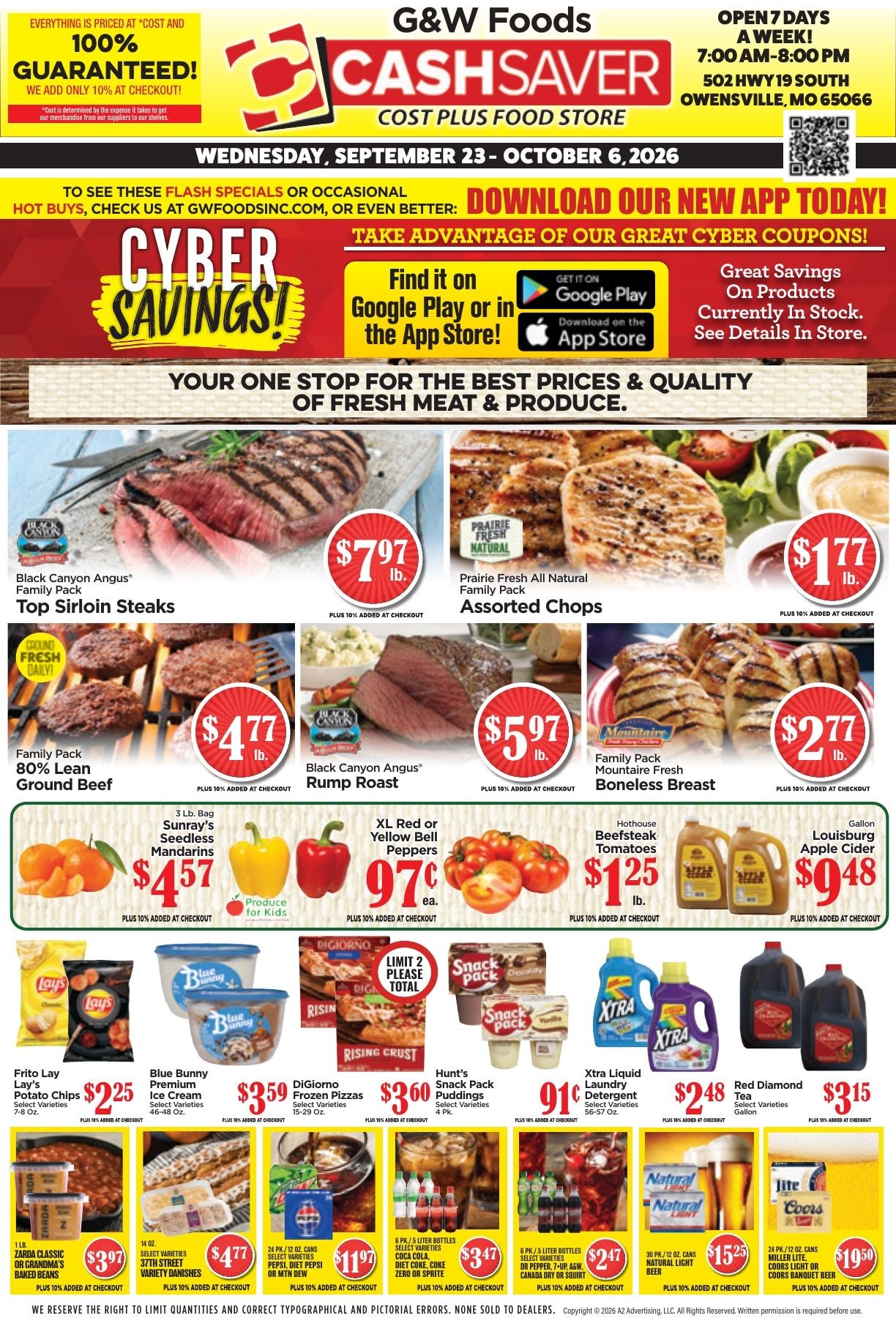 G&W Foods Cash Saver (Owensville, MO) Weekly Ad September 23 - October 6, 2026