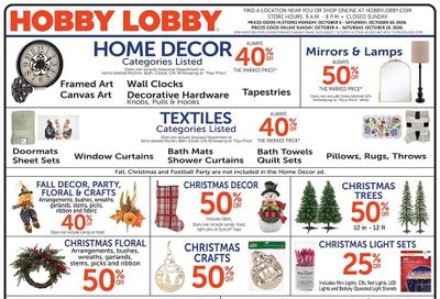 Hobby Lobby Weekly Ad October 4 - 10, 2026