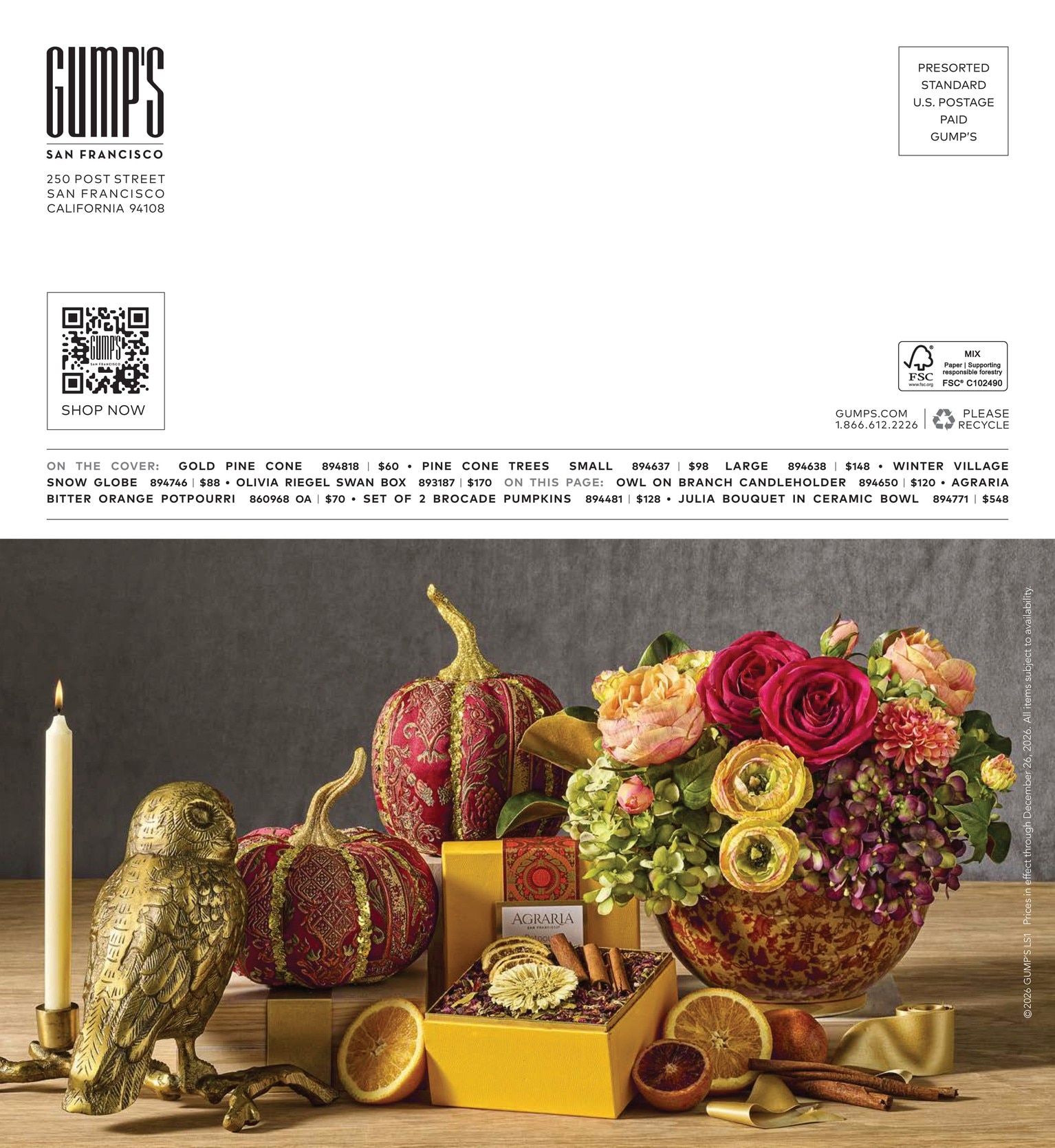 Gump's Holiday Catalog Weekly Ad September 1 - December 31, 2026