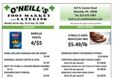 O'Neill's Market Weekly Ad September 23 - 29, 2026