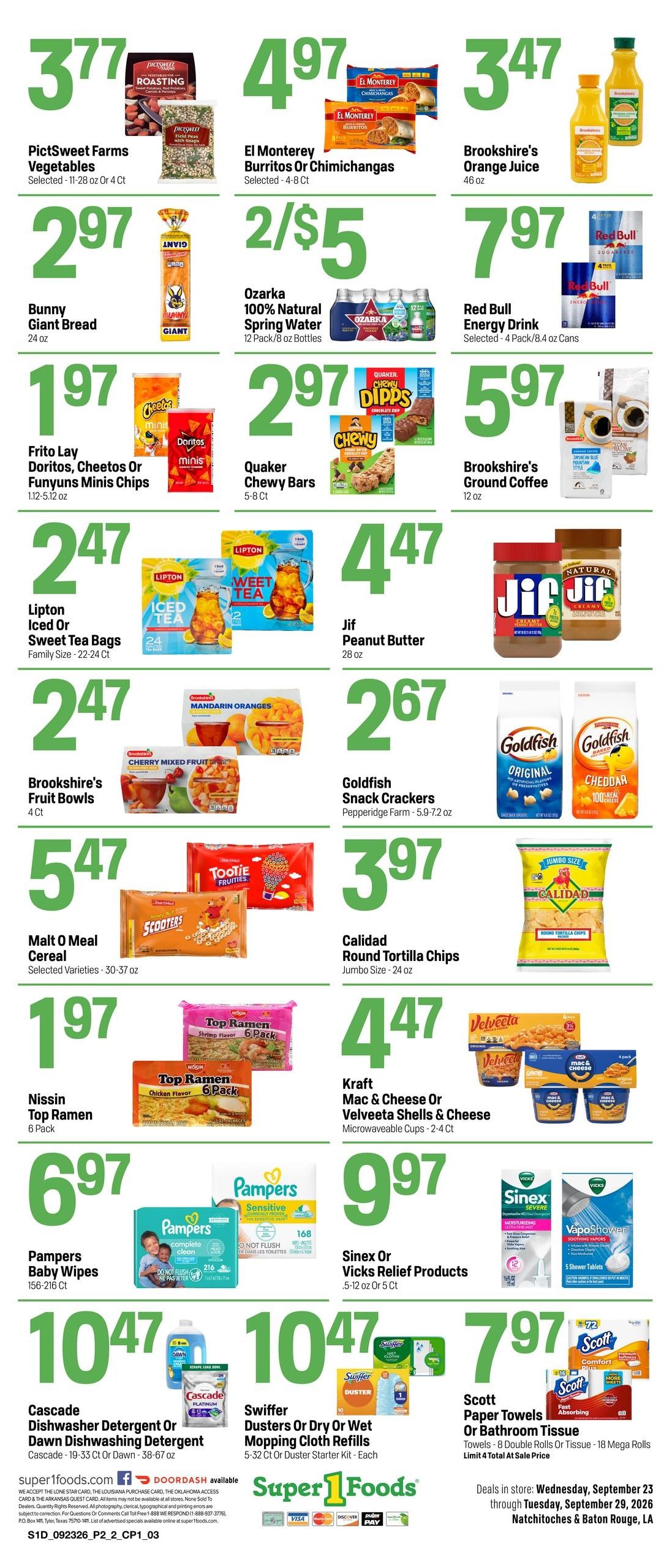 Super 1 Foods & Discount Pharmacy (Texarkana Area, AR) Hot Sheet Weekly Weekly Ad September 23 - 29, 2026