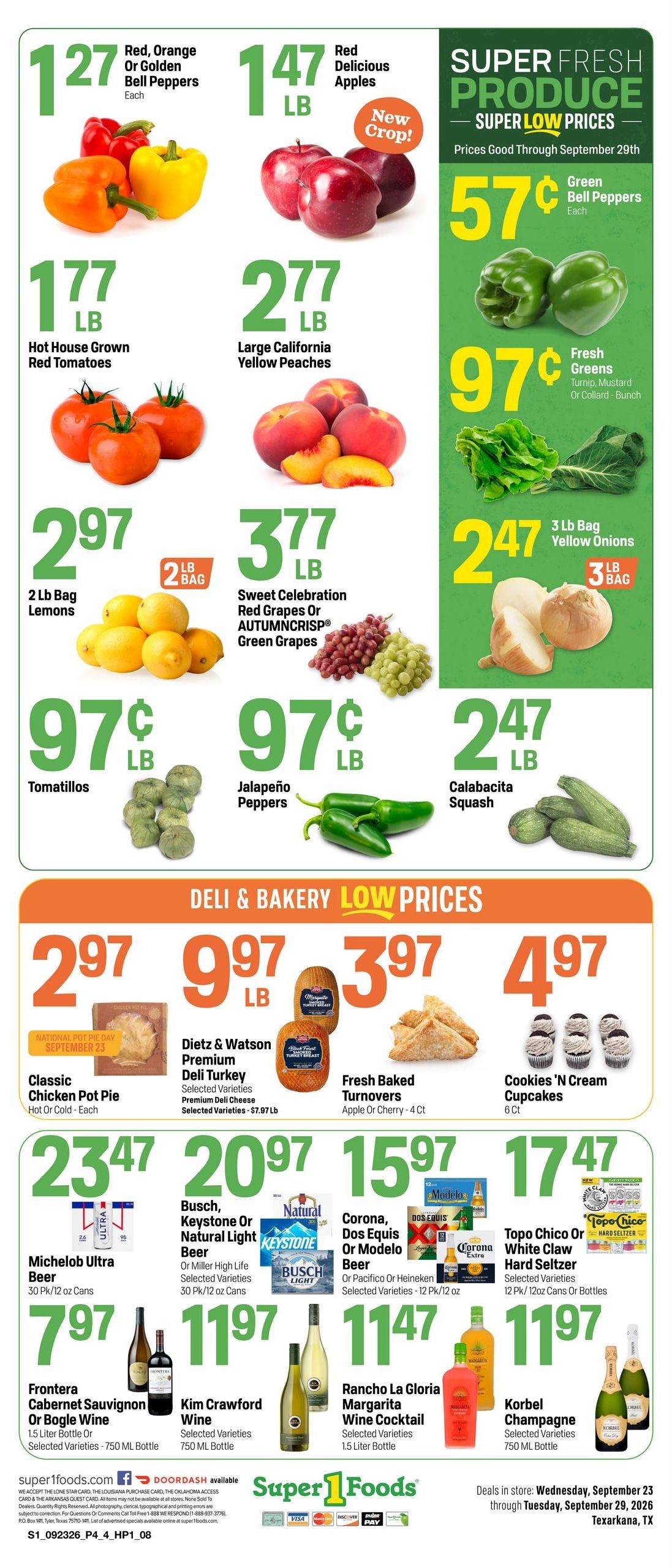 Super 1 Foods & Discount Pharmacy (Texarkana Area, AR) Weekly Ad September 23 - 29, 2026