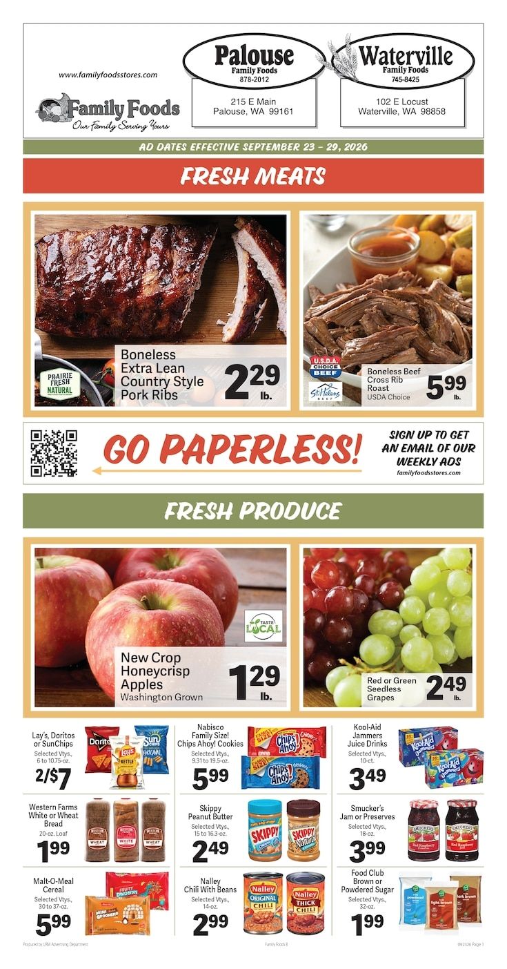 Palouse Family Foods Weekly Ad September 23 - 29, 2026