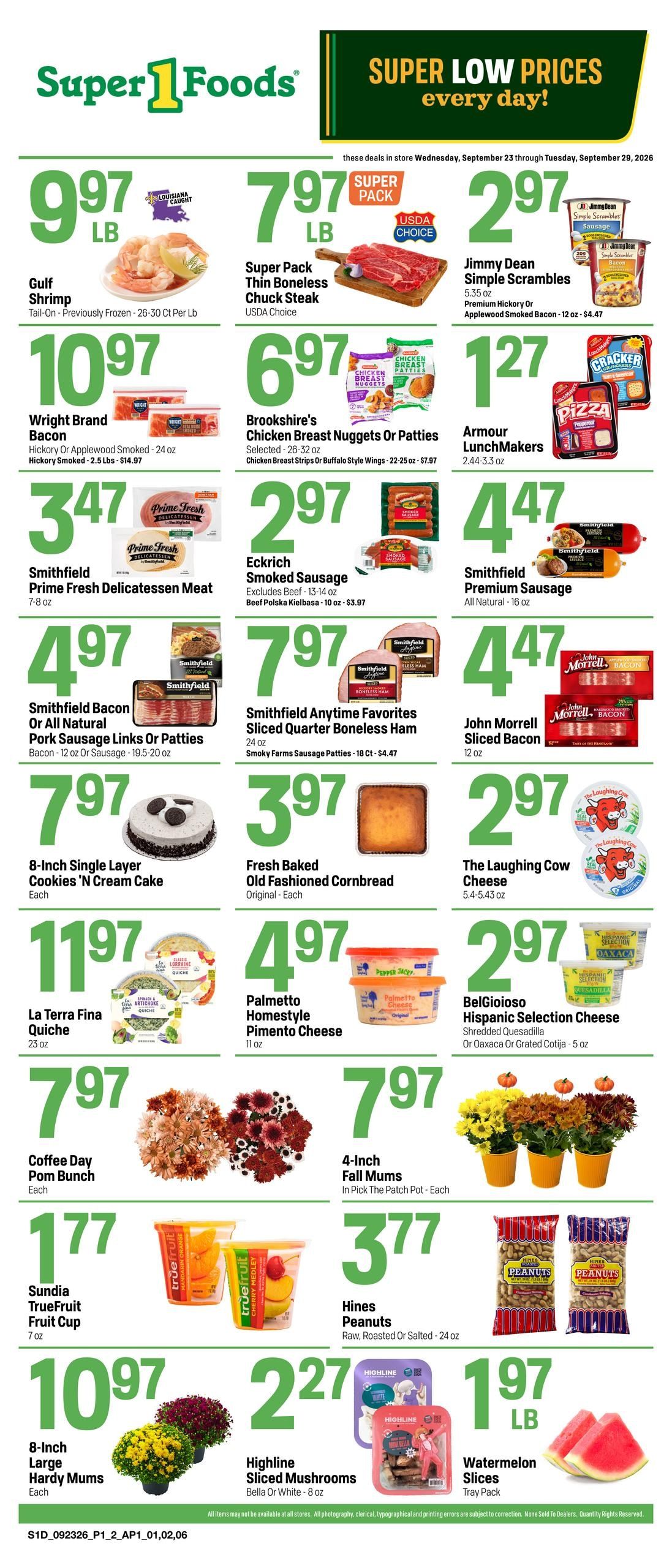 Super 1 Foods & Discount Pharmacy (Camden Area, AR) Hot Sheet Weekly Weekly Ad September 23 - 29, 2026