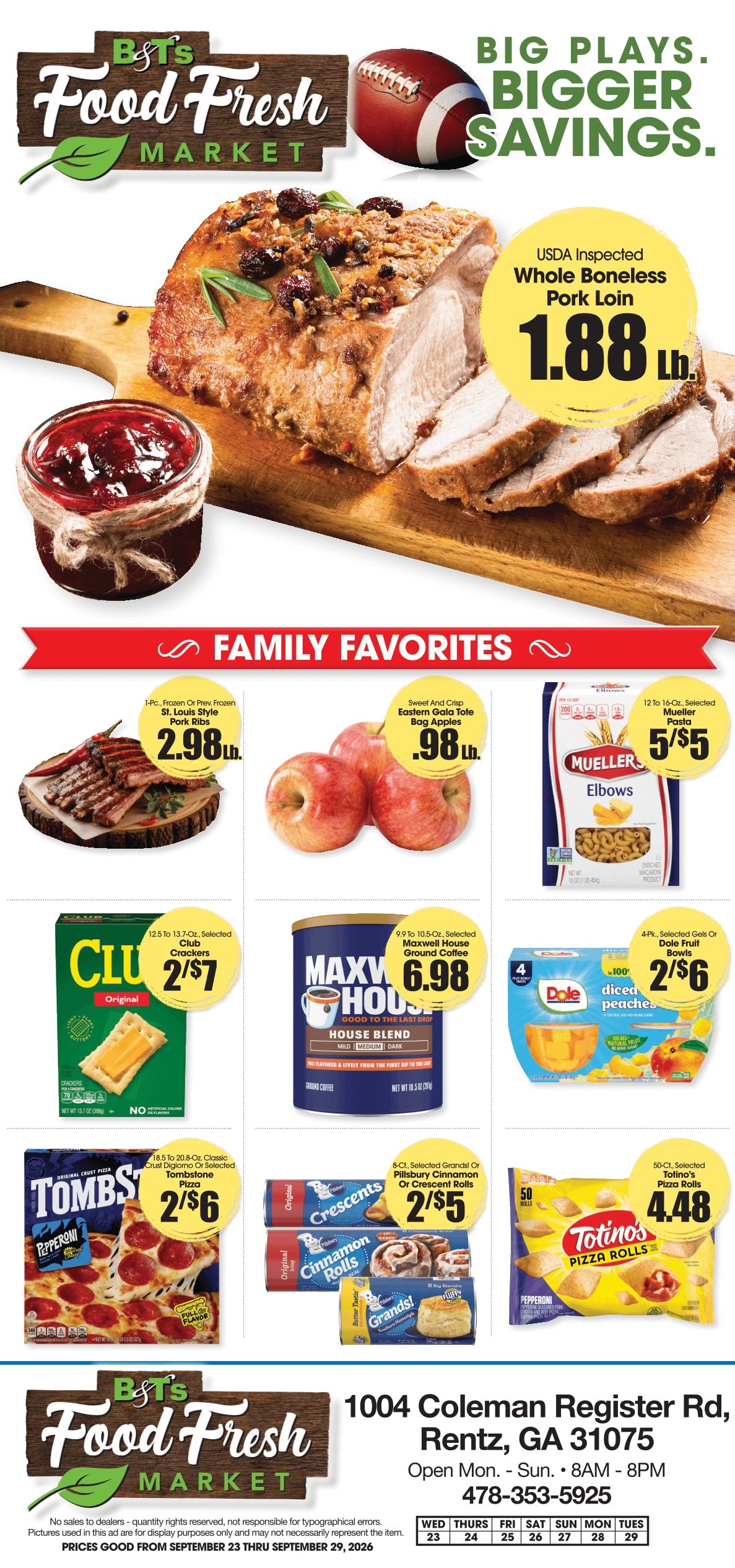 B&T's Food Fresh Market (Rentz, GA) Weekly Ad September 23 - 29, 2026