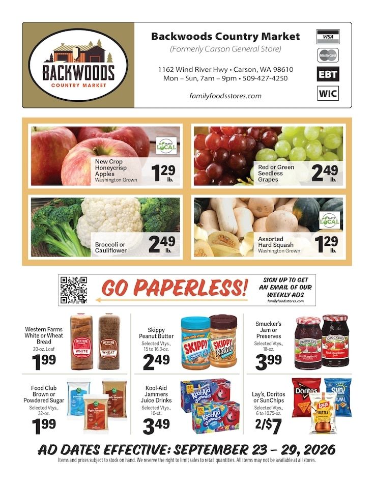 Backwoods Country Market Weekly Ad September 23 - 29, 2026