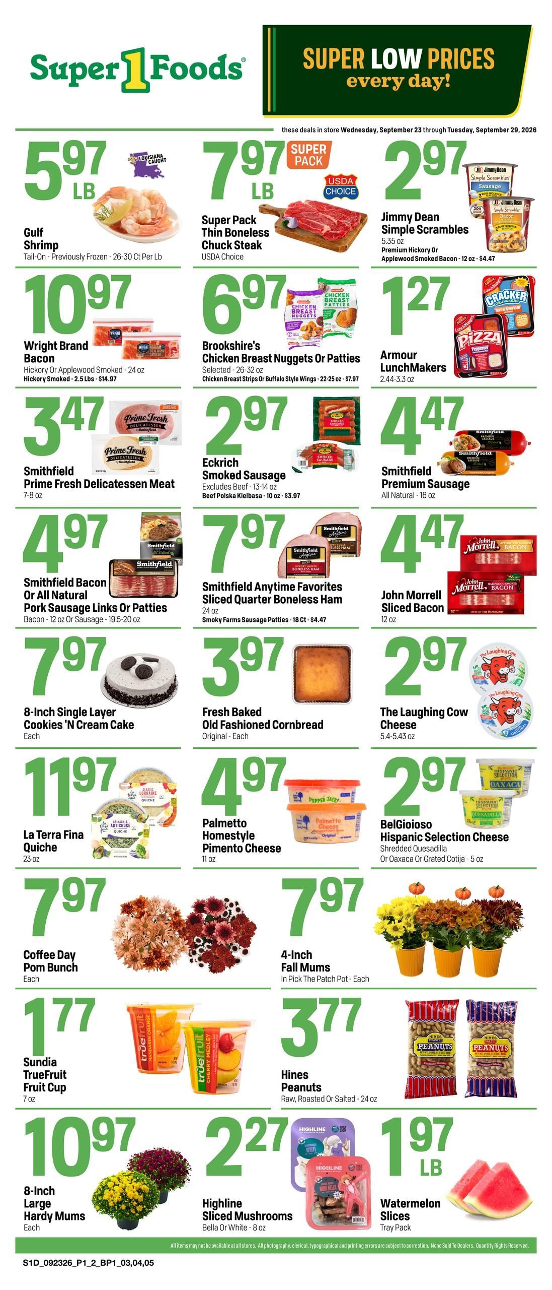 Super 1 Foods & Discount Pharmacy (Lafayette Area, LA) Hot Sheet Weekly Weekly Ad September 23 - 29, 2026