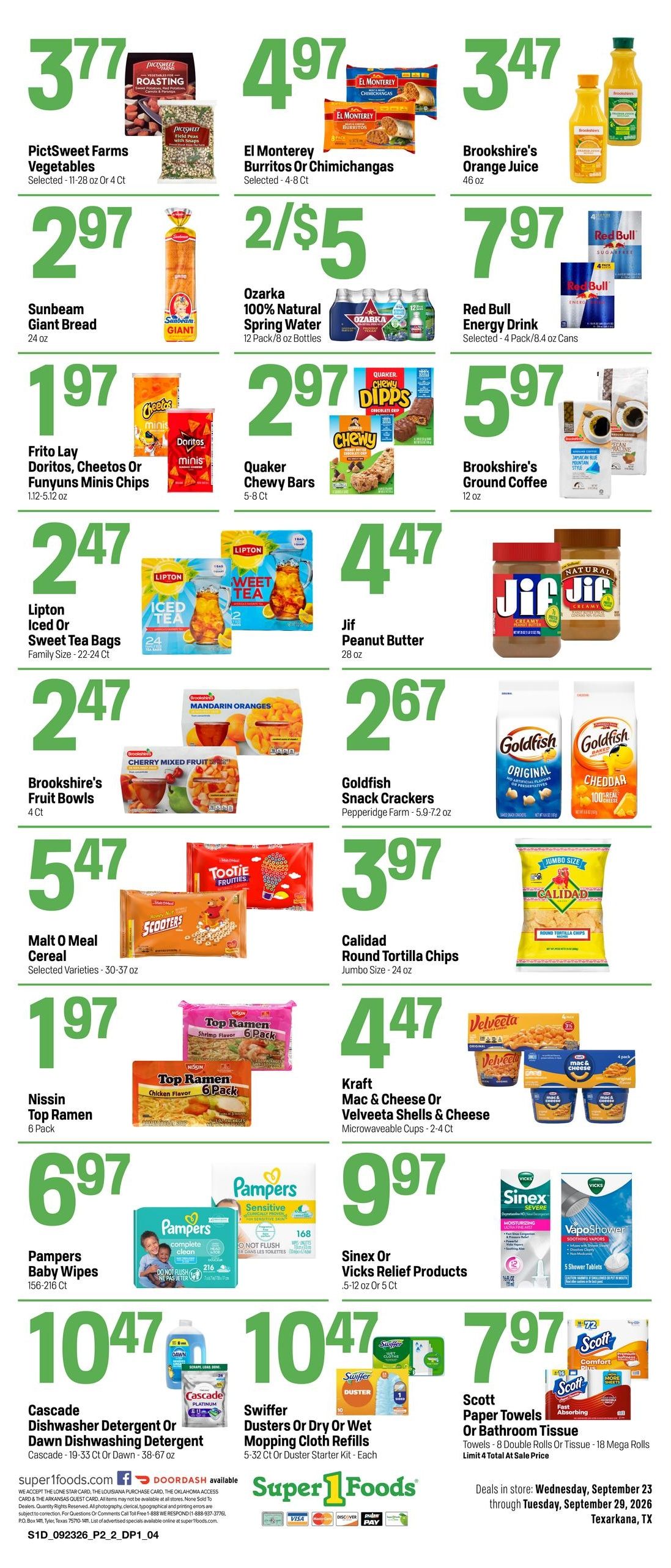 Super 1 Foods & Discount Pharmacy (Lafayette Area, LA) Hot Sheet Weekly Weekly Ad September 23 - 29, 2026