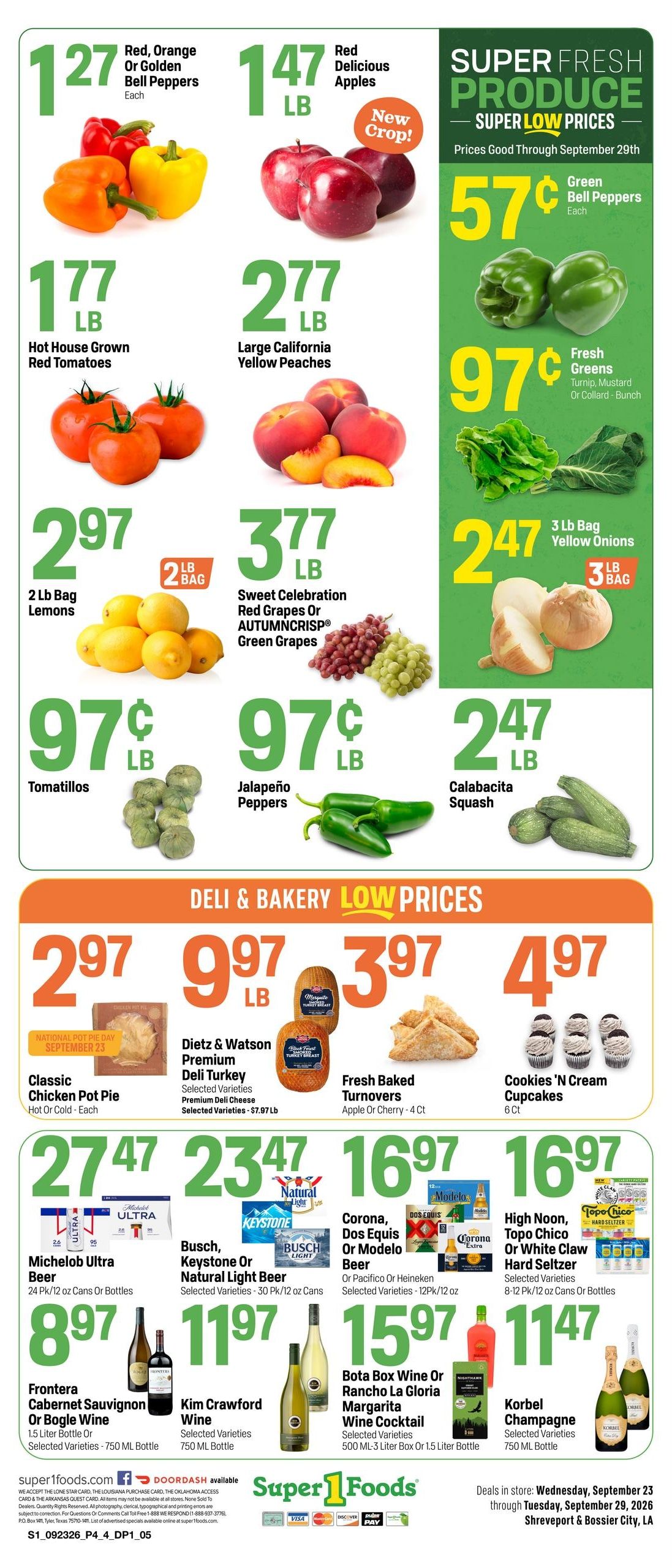 Super 1 Foods & Discount Pharmacy (Shreveport Area, LA) Weekly Ad September 23 - 29, 2026