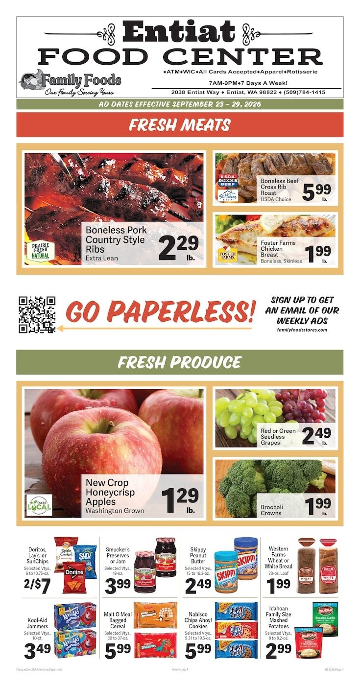 Entiat Food Center Weekly Ad September 23 - 29, 2026