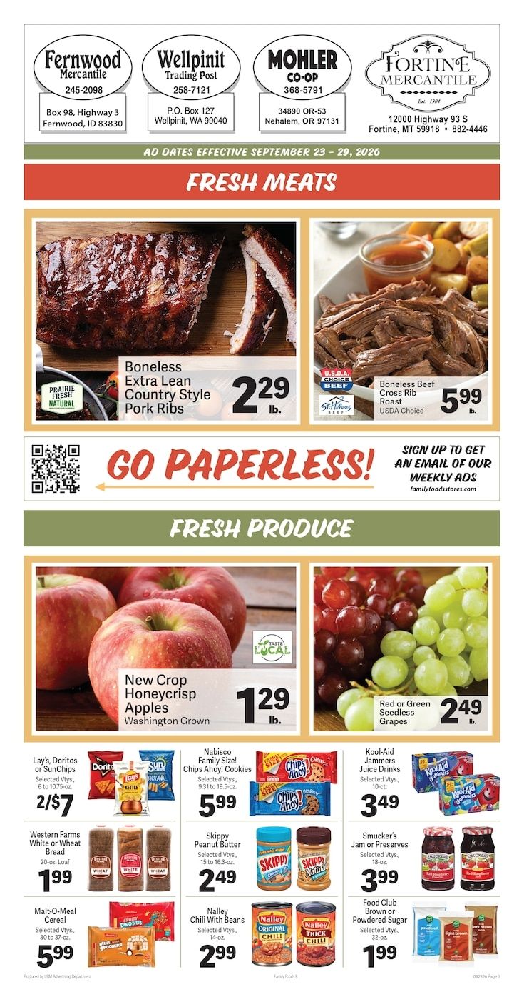 Fernwood Mercantile Weekly Ad September 23 - 29, 2026
