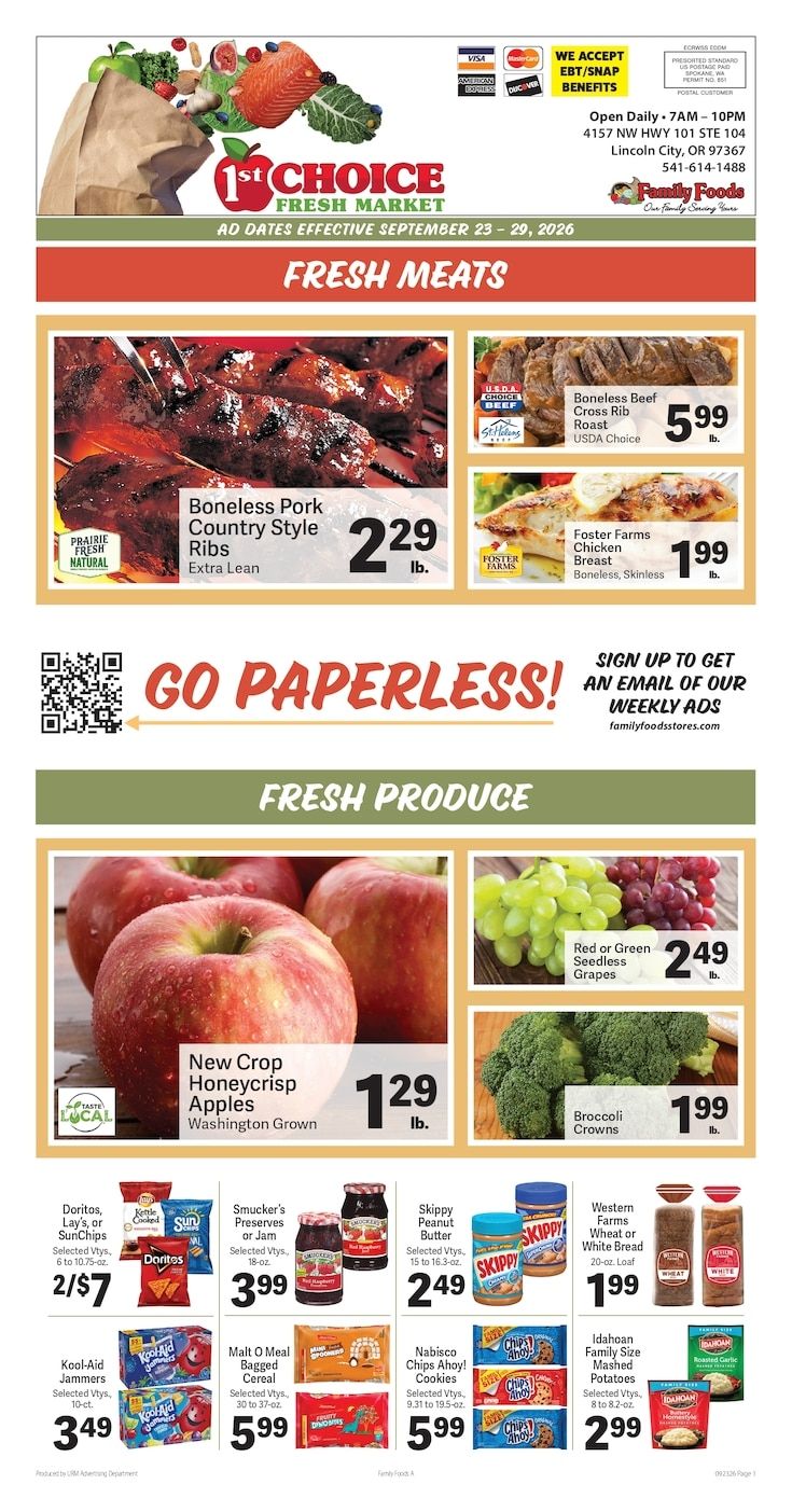 1st Choice Fresh Market Weekly Ad September 23 - 29, 2026