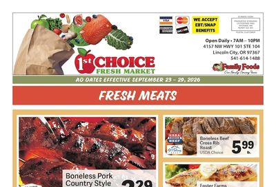 1st Choice Fresh Market Weekly Ad September 23 - 29, 2026